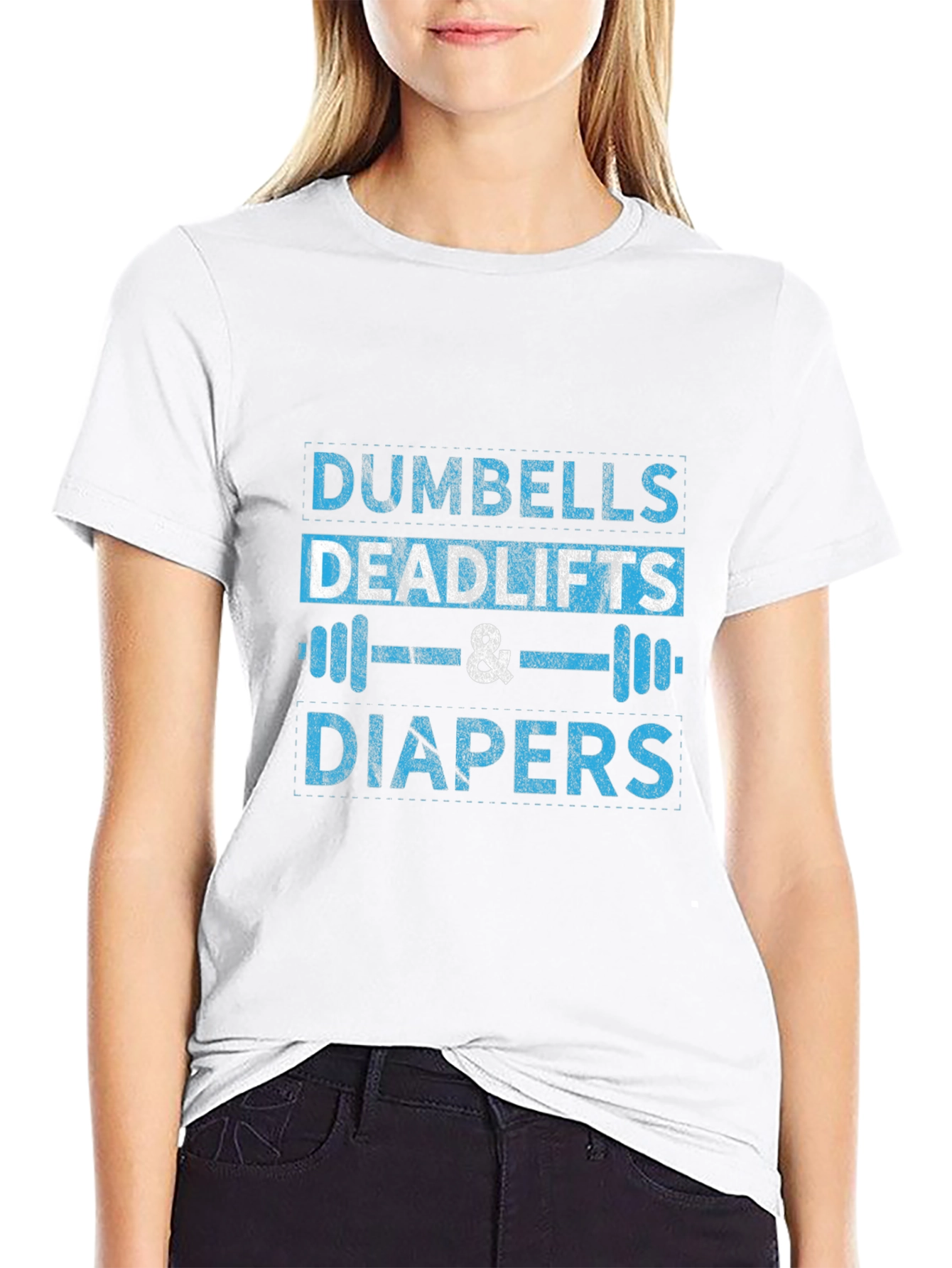Dumbells Deadlifts and Diapers Graphic Tee