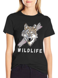 Wildlife Wolf Graphic Tee - Mens Black T-Shirt