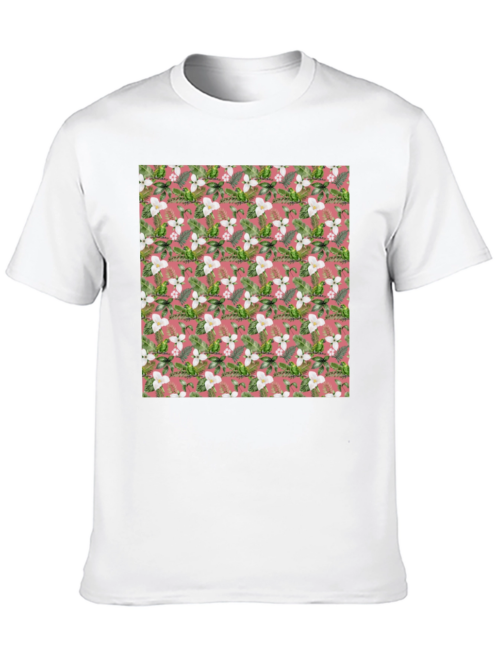 Floral Pattern Mens Black T-Shirt