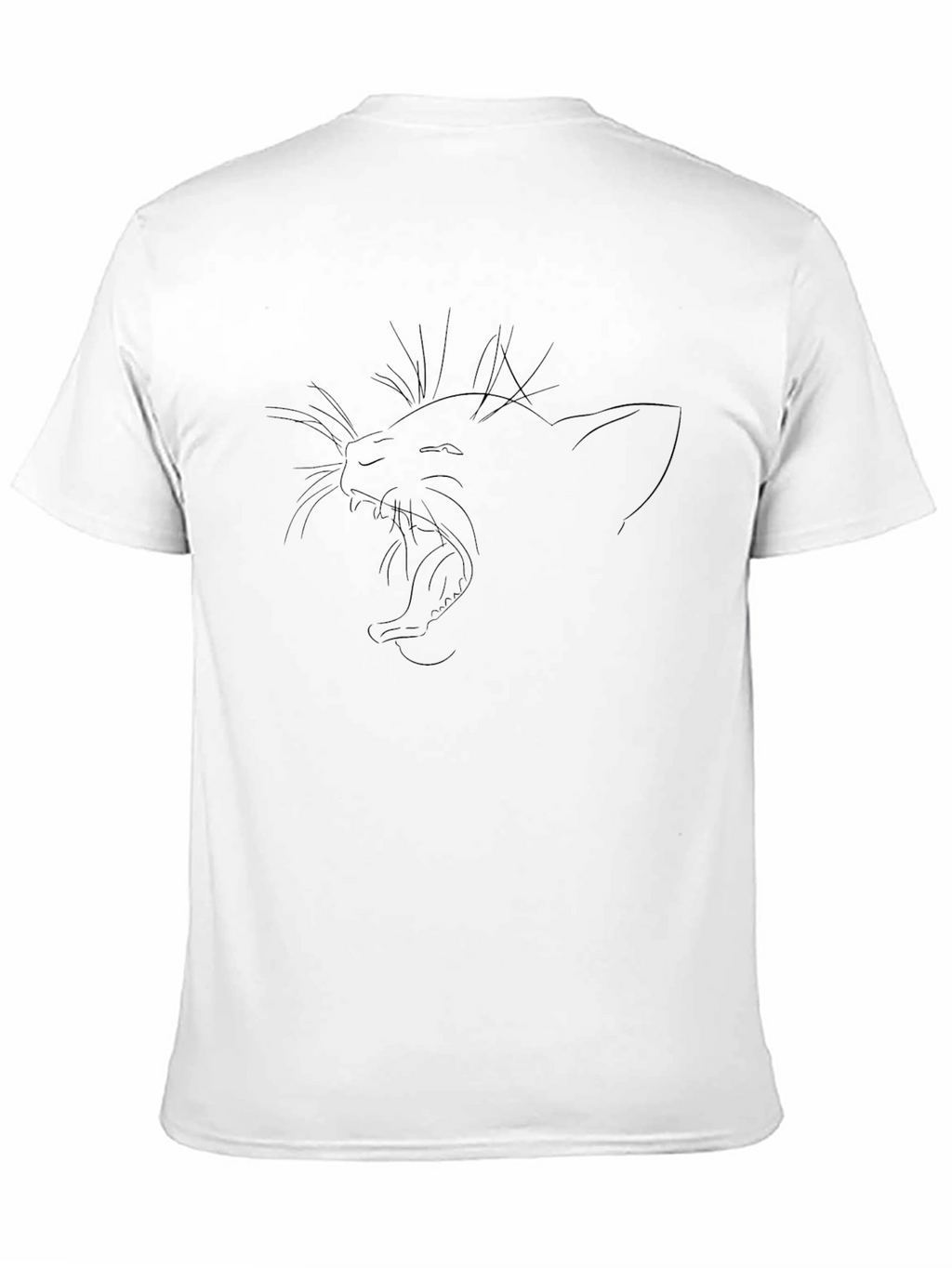 Black T-Shirt with Yawning Cat Graphic