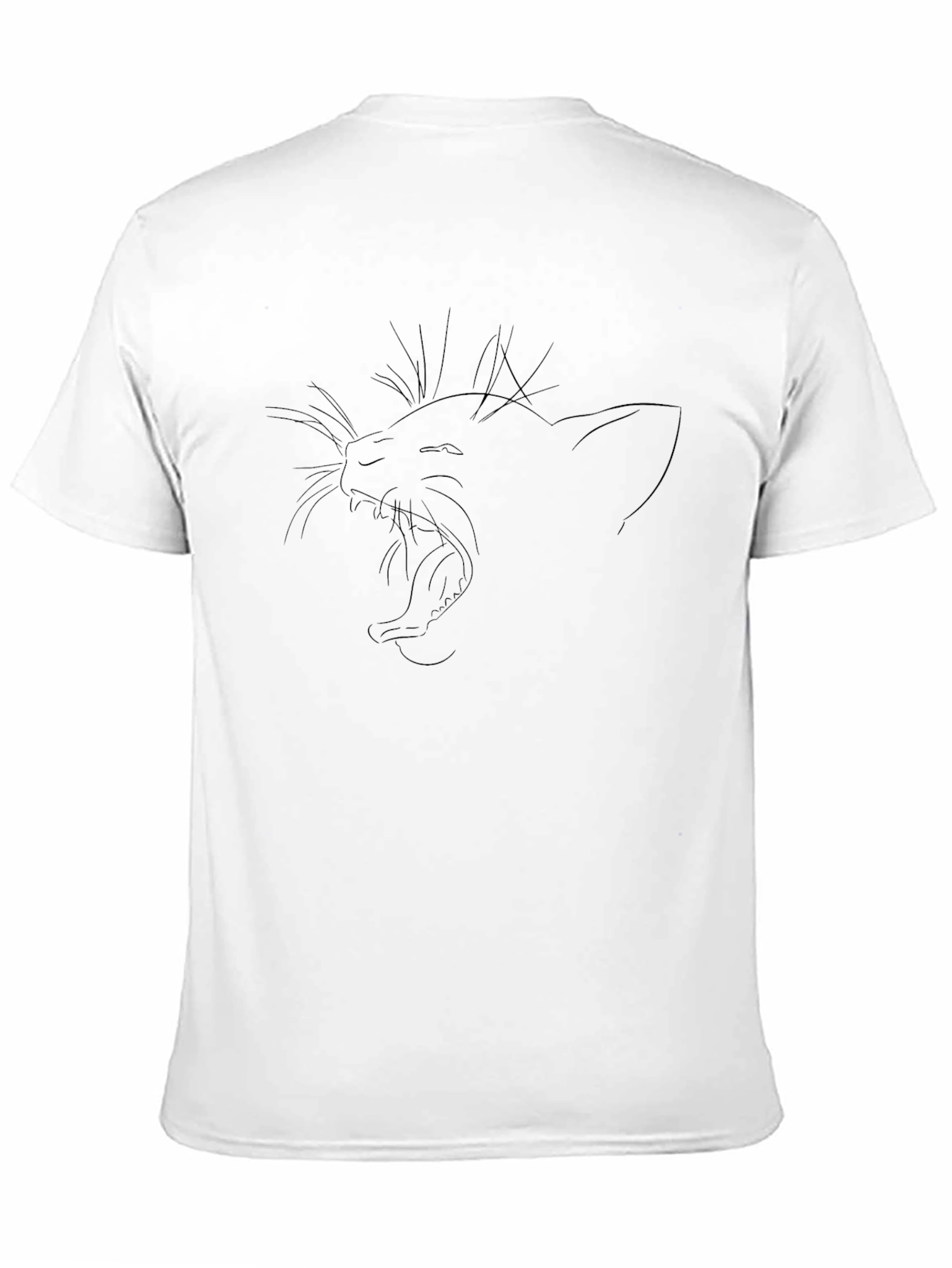 Black T-Shirt with Yawning Cat Graphic