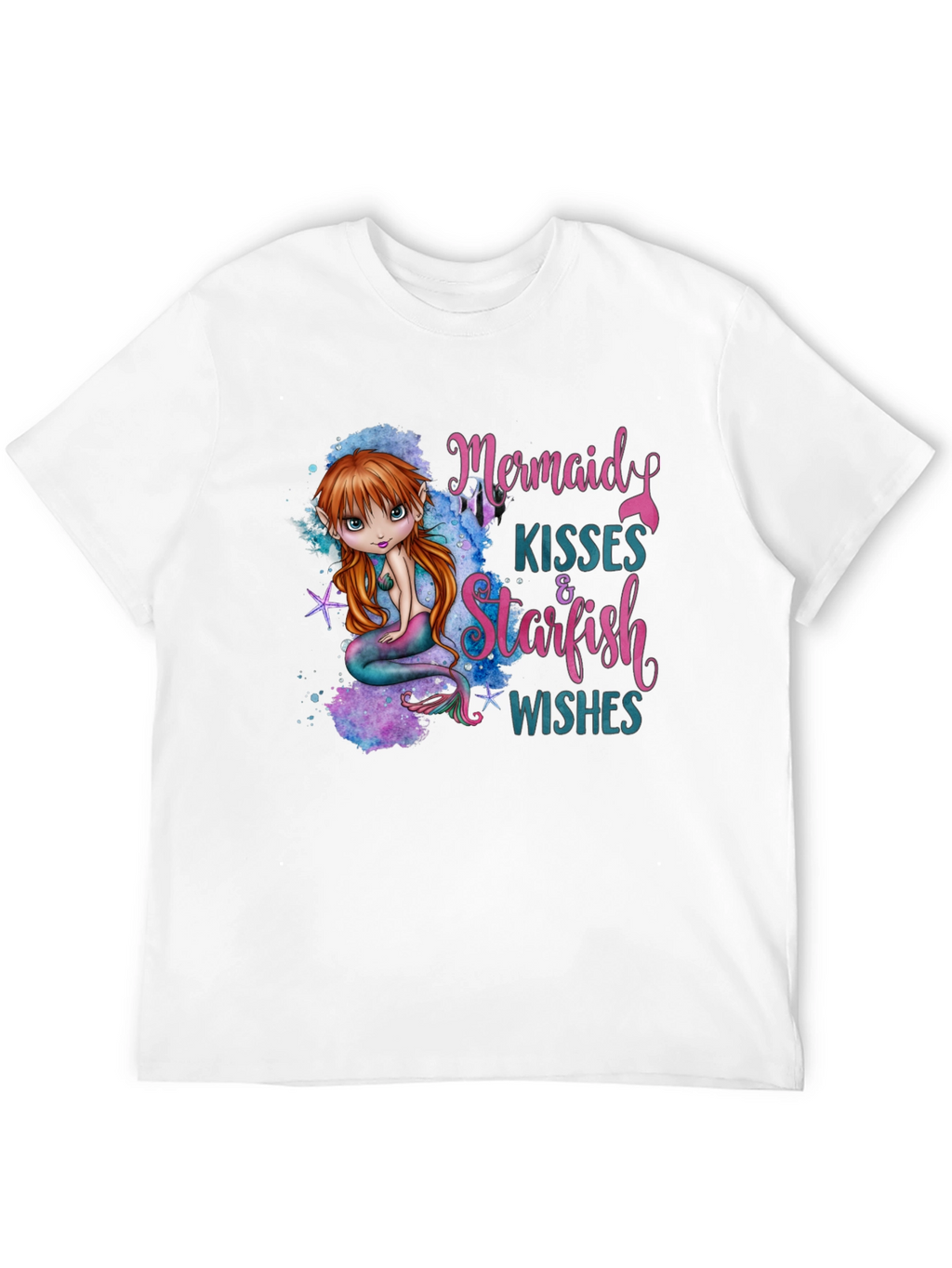 Mermaid Kisses & Starfish Wishes Black T-Shirt