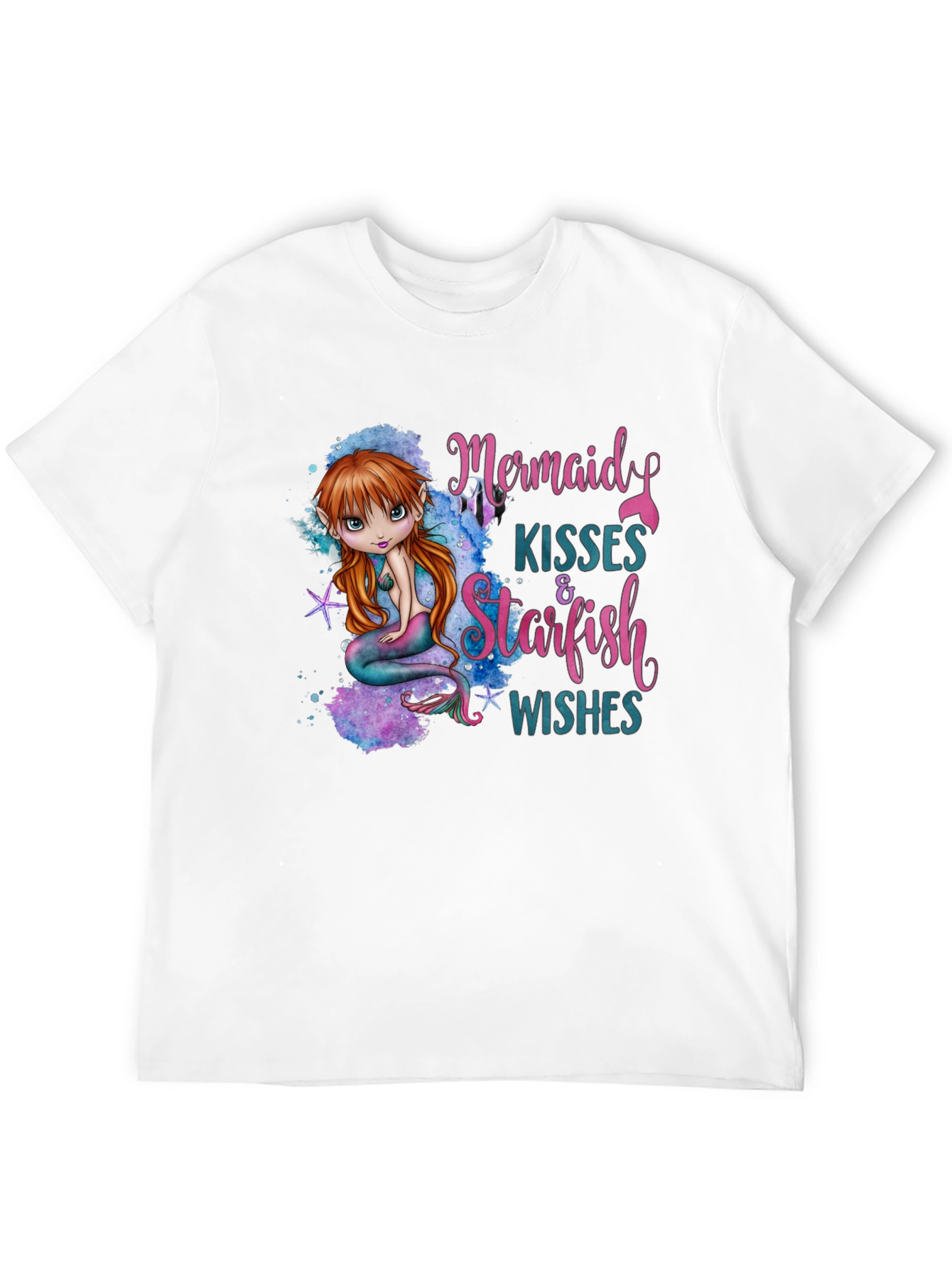 Mermaid Kisses & Starfish Wishes Black T-Shirt