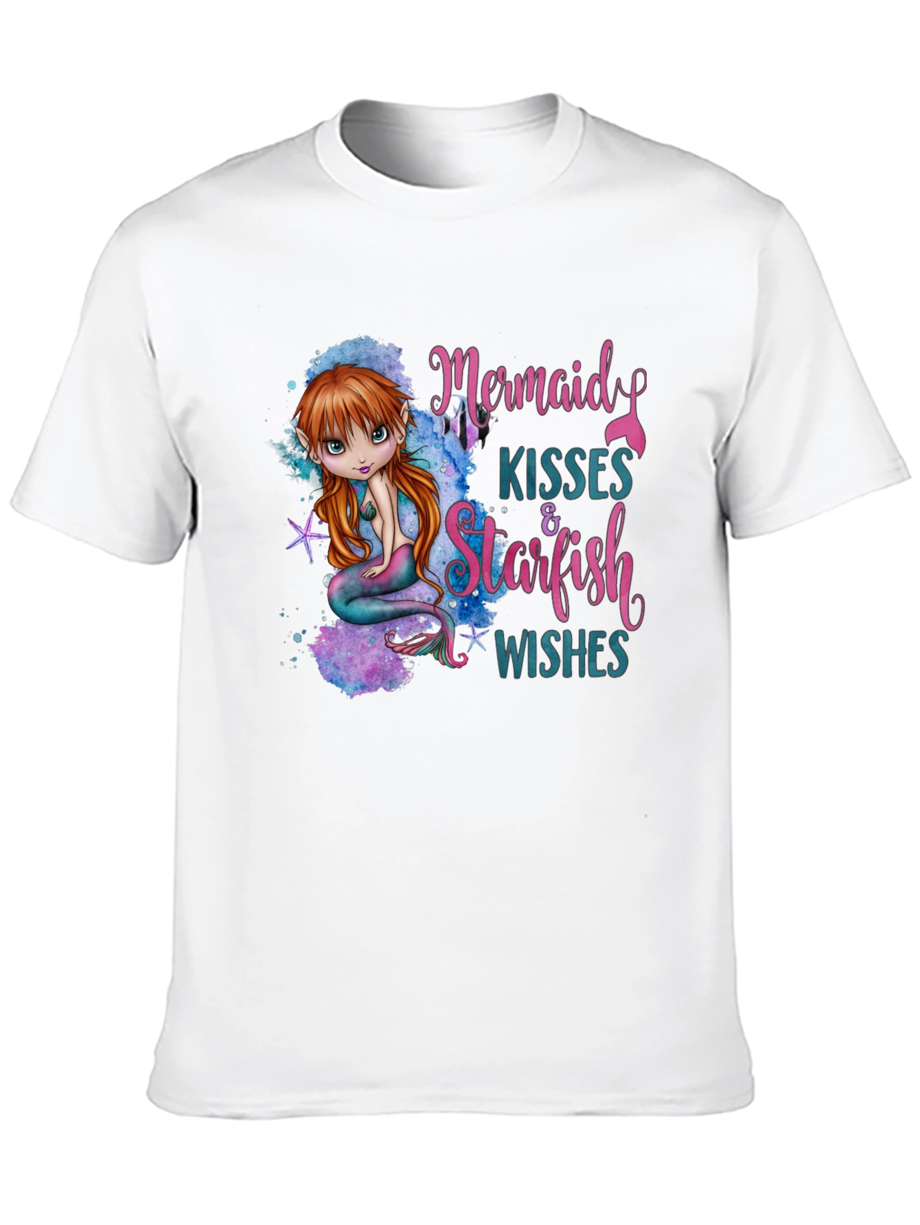 Mermaid Kisses & Starfish Wishes Black T-Shirt