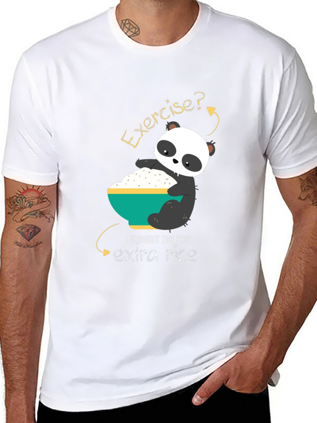 Funny Panda Extra Rice Graphic T-Shirt
