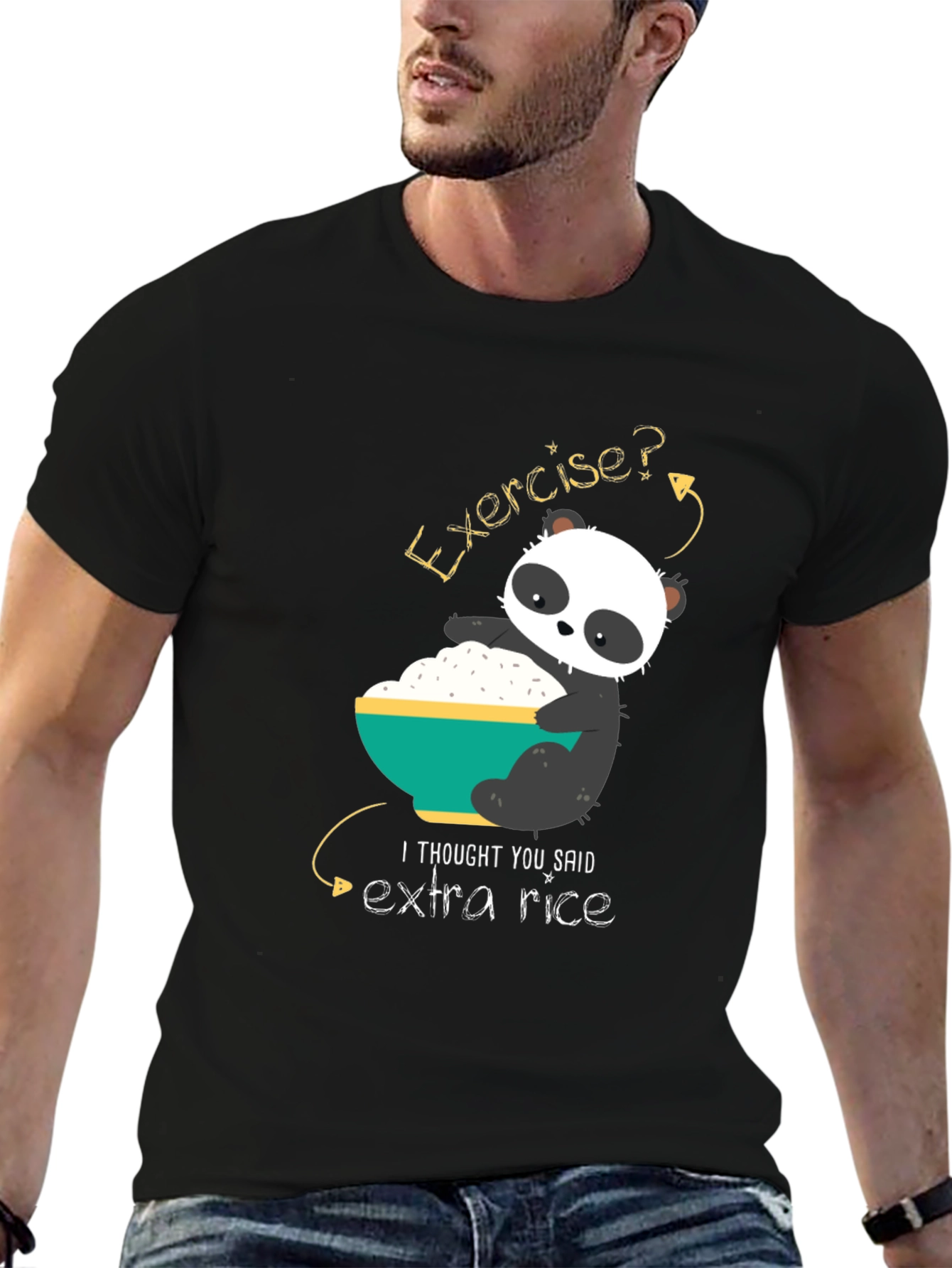 Funny Panda Extra Rice Graphic T-Shirt
