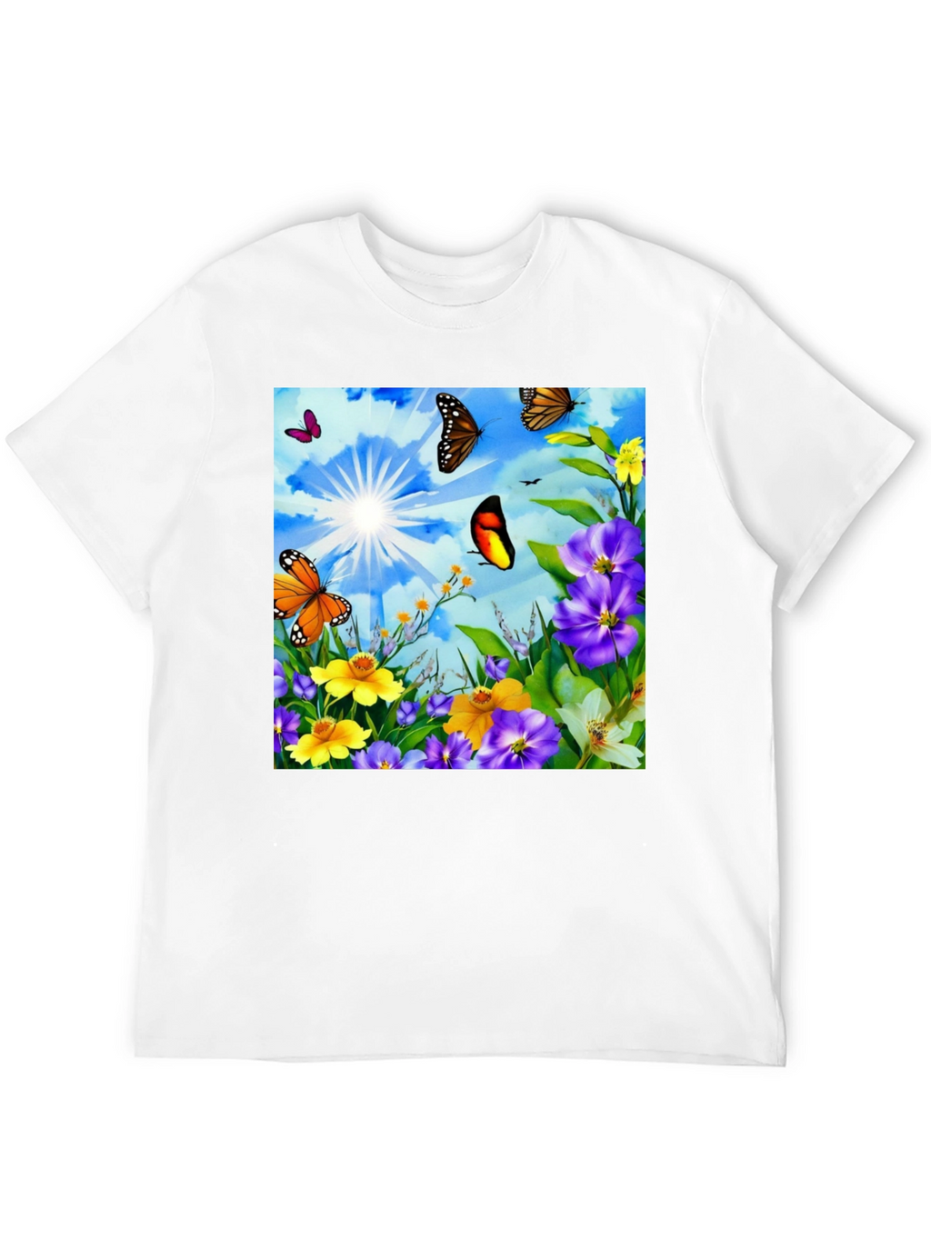 Butterfly & Floral Print Graphic Tee