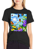 Butterfly & Floral Print Graphic Tee