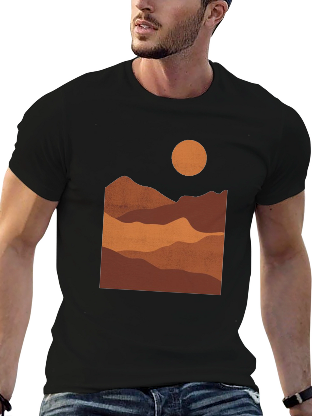 Mountains at Sunset Black Graphic Tee