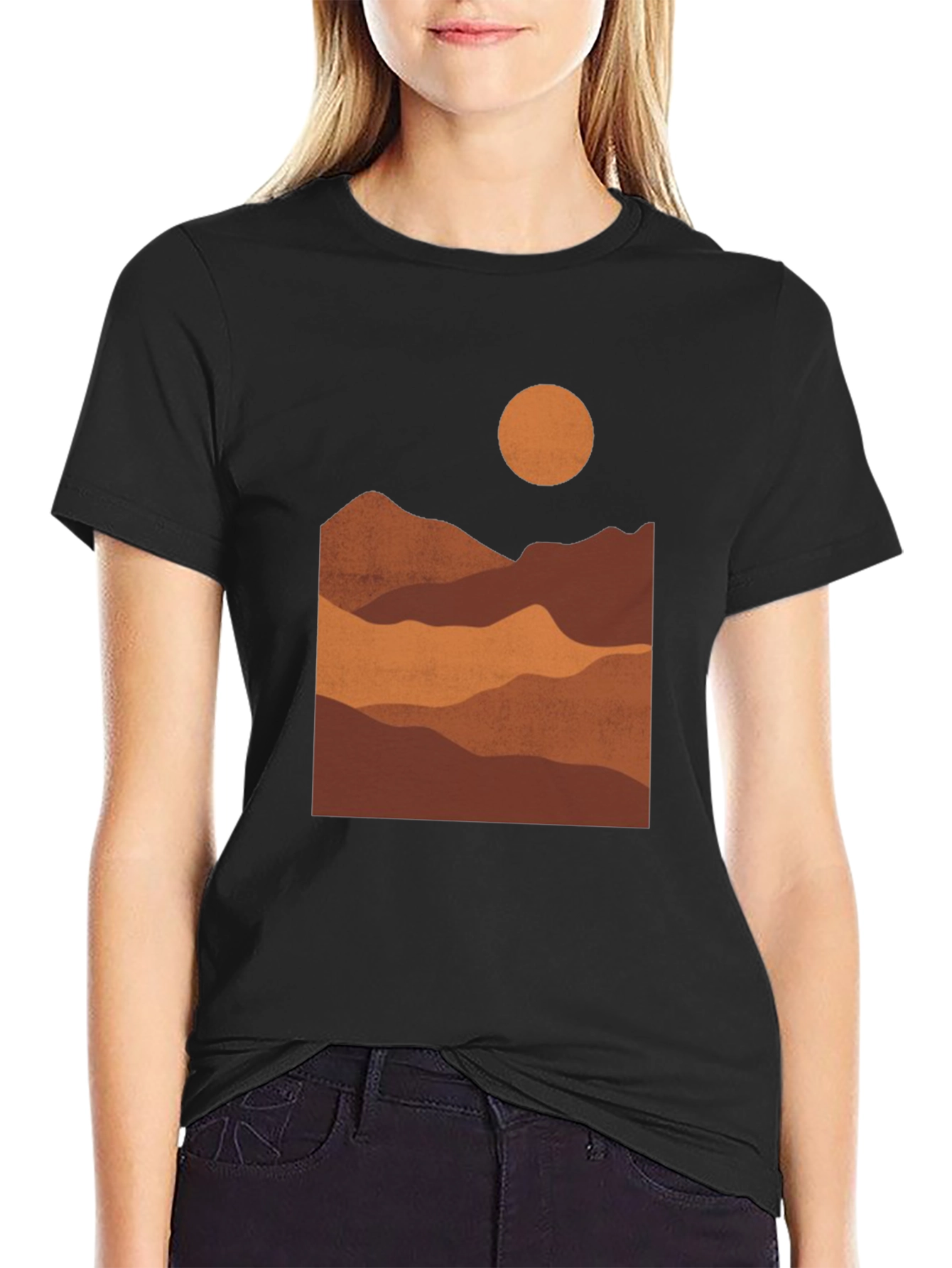 Mountains at Sunset Black Graphic Tee