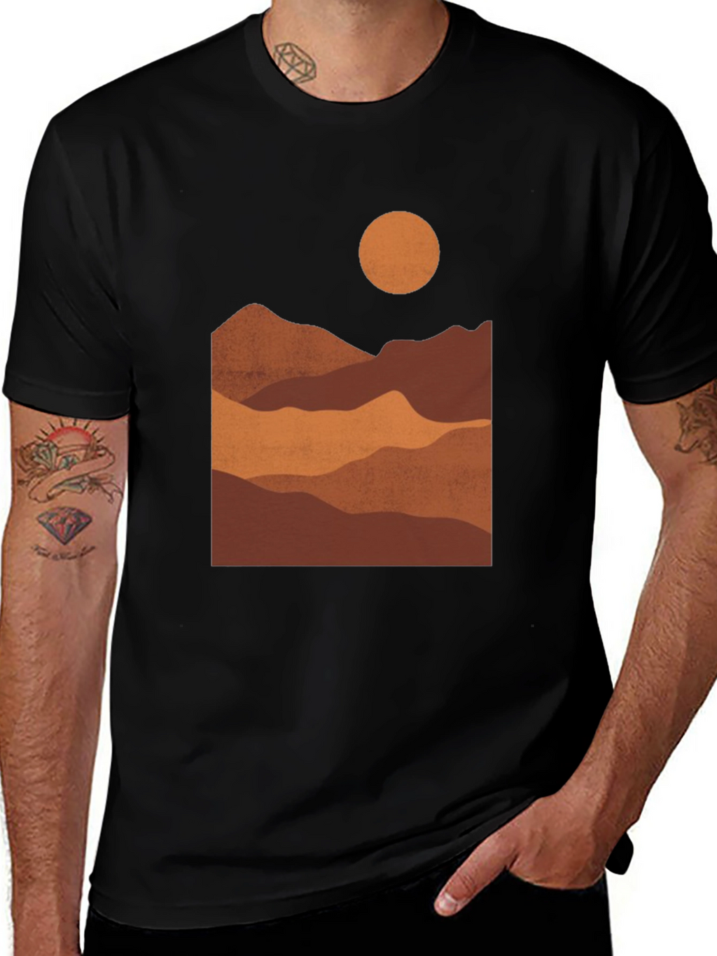 Mountains at Sunset Black Graphic Tee