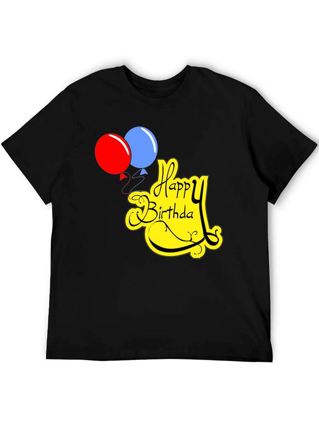 Happy Birthday Graphic Tee Black