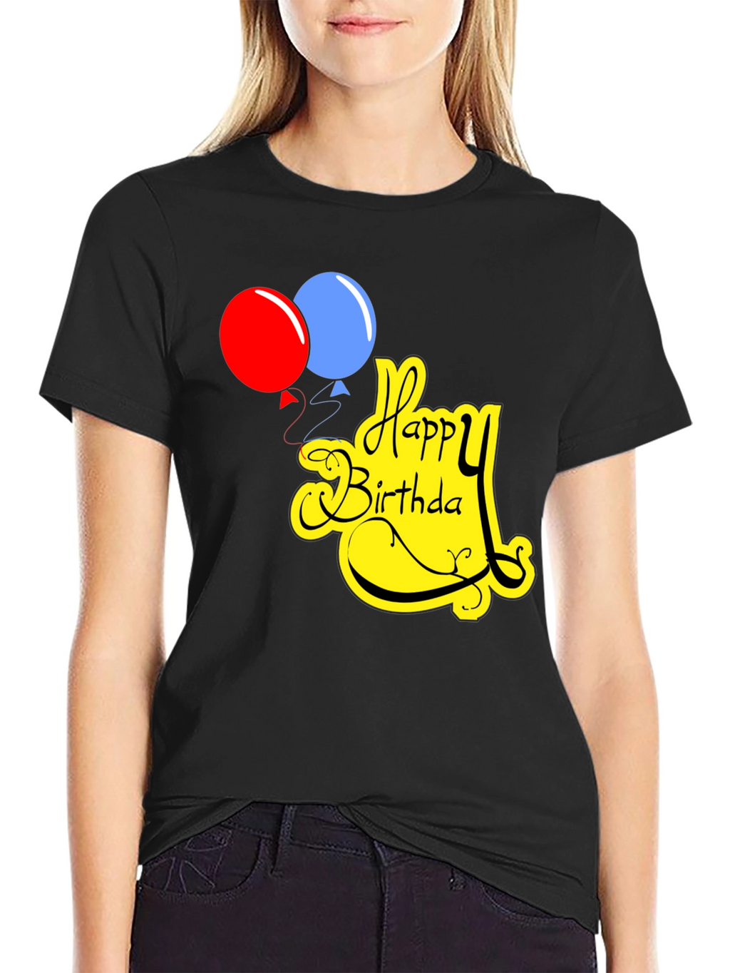 Happy Birthday Graphic Tee Black