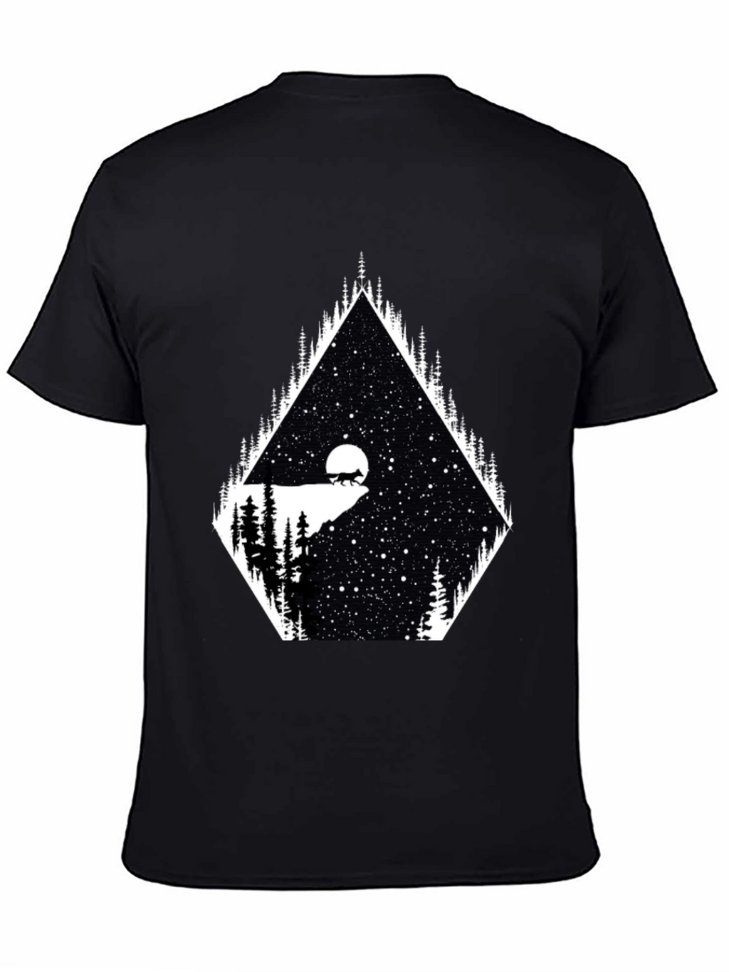 Mens Graphic Tee - Wolf Moon Stargazing Design