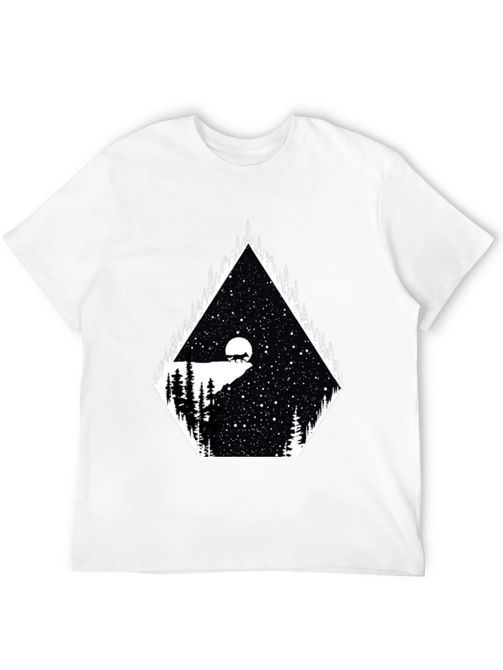 Mens Graphic Tee - Wolf Moon Stargazing Design