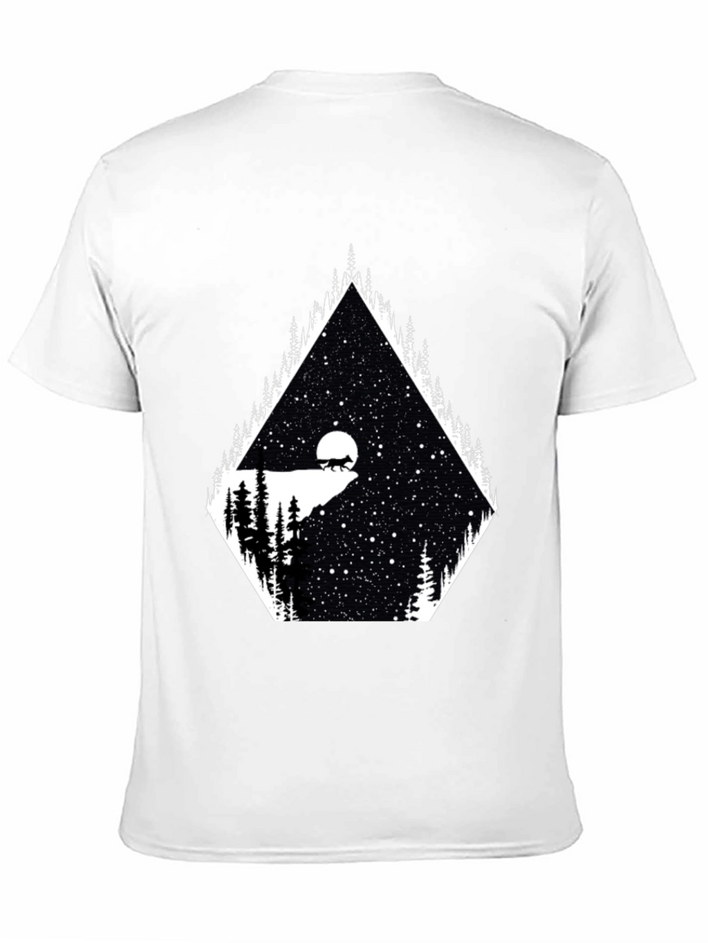 Mens Graphic Tee - Wolf Moon Stargazing Design