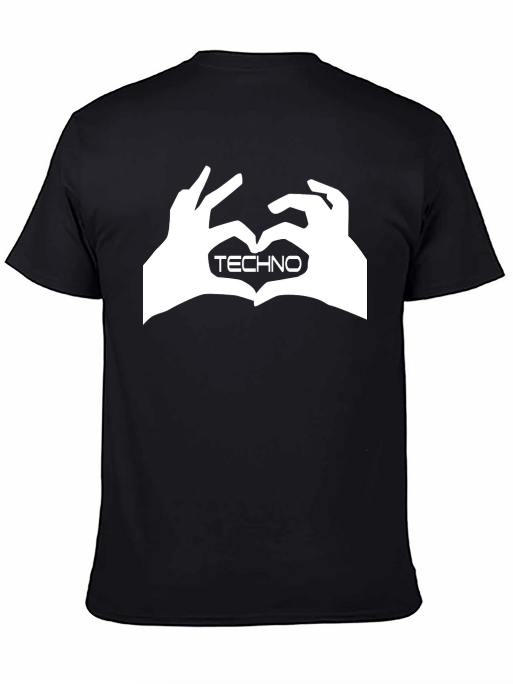 Techno Heart Hand Sign Graphic Black T-Shirt