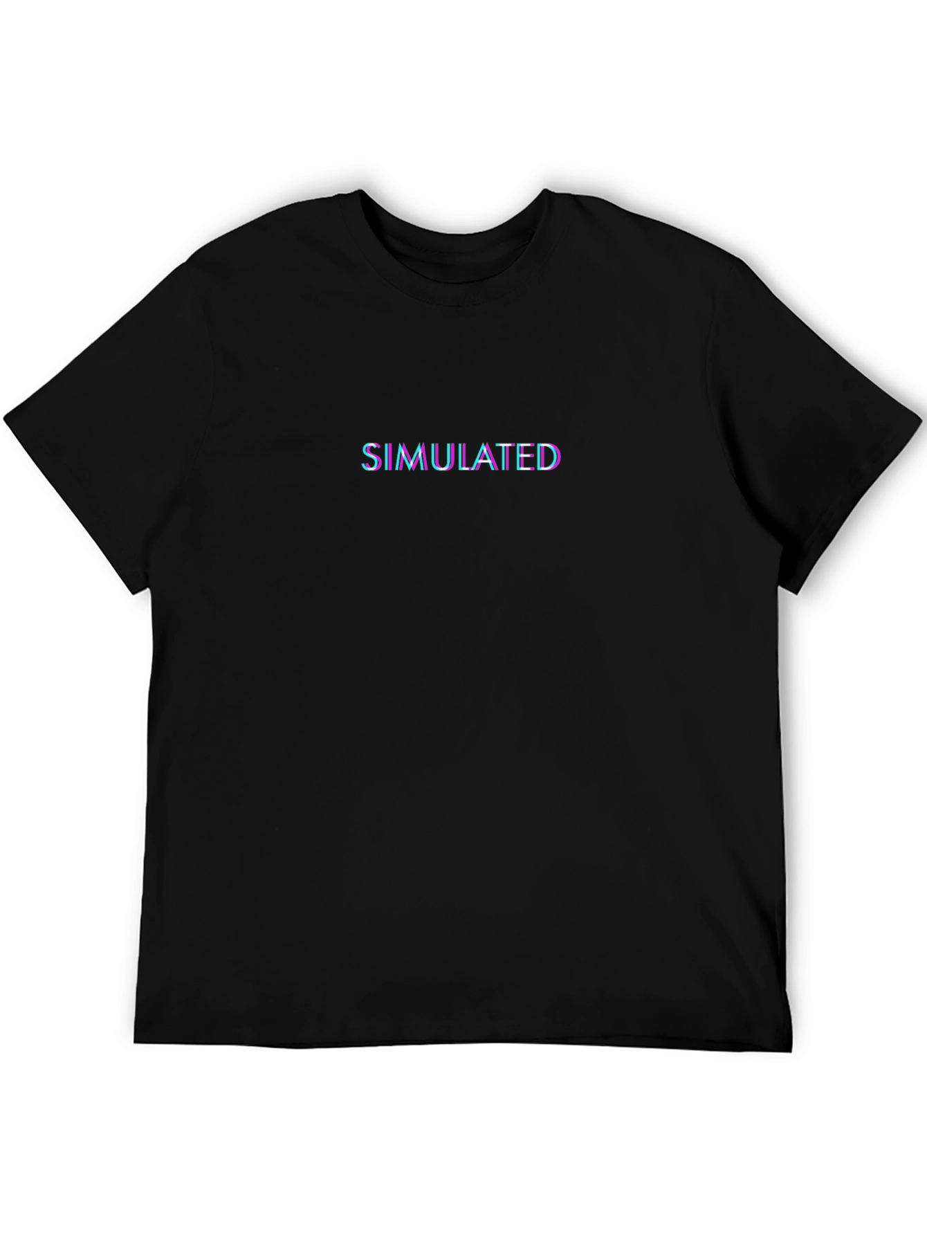 Simulated Glitch Effect Black T-Shirt