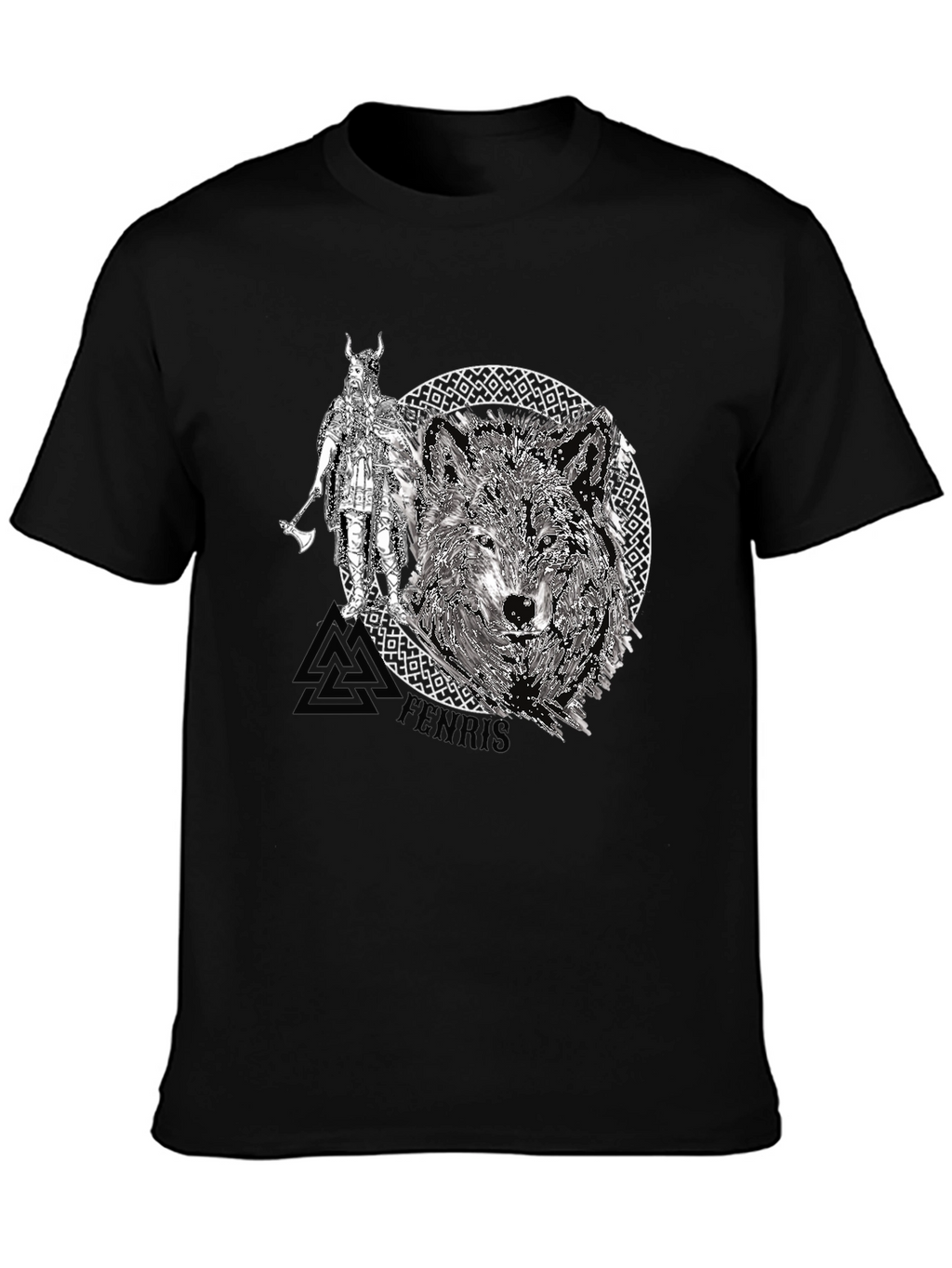 Viking Wolf Graphic Tee - Black