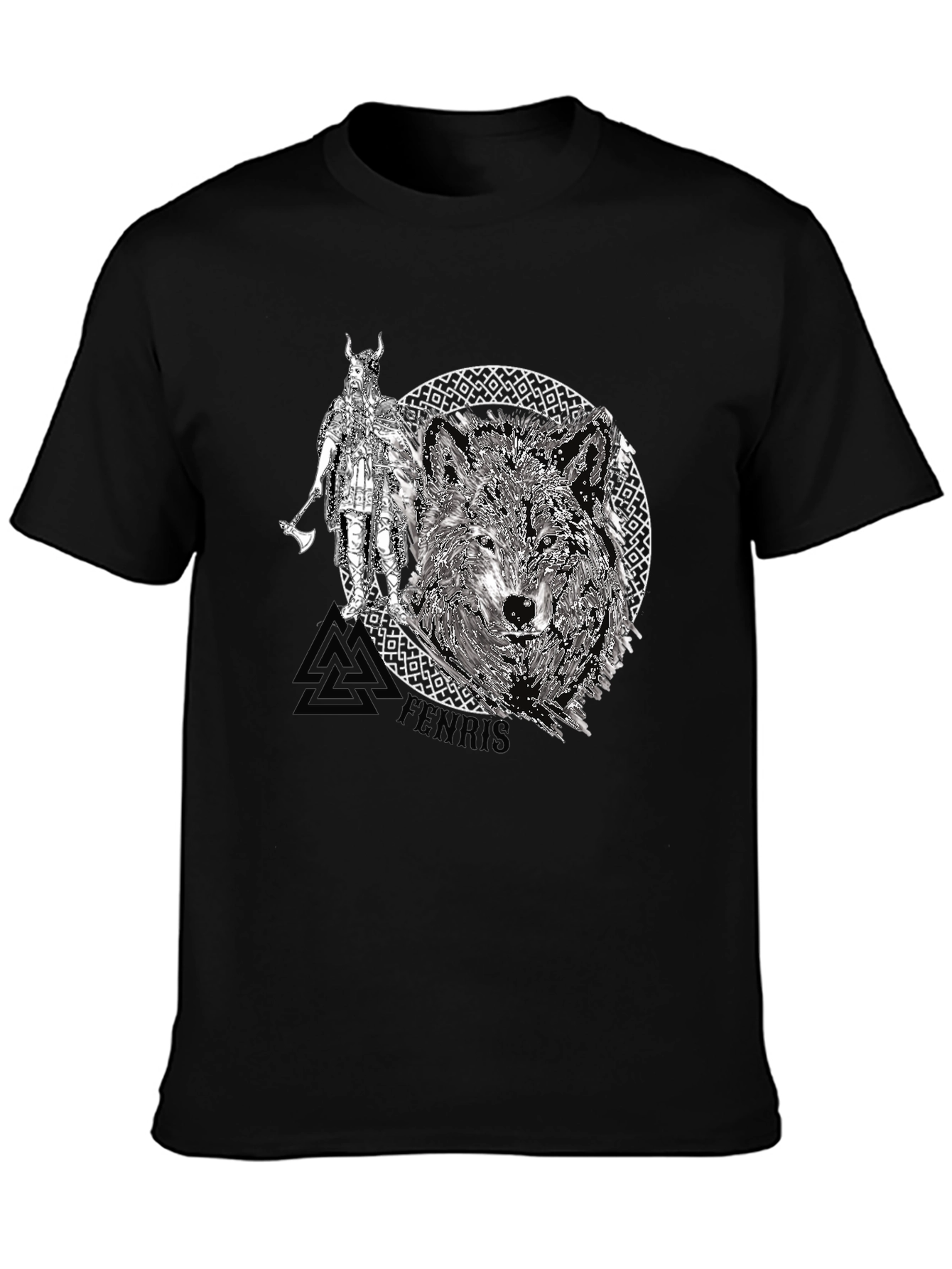 Viking Wolf Graphic Tee - Black