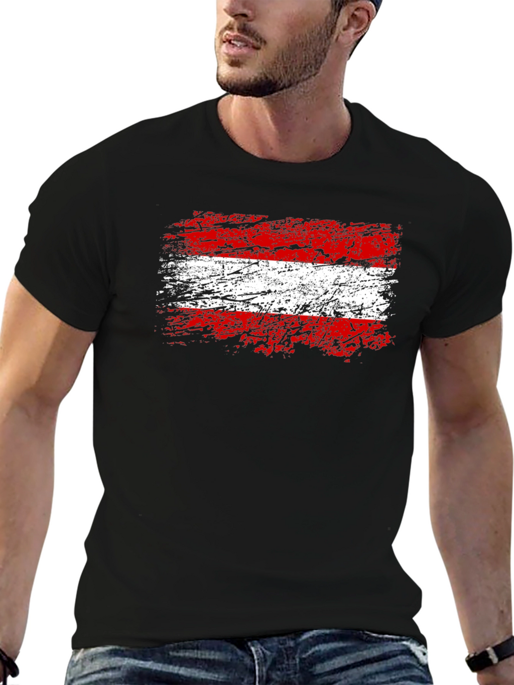 Austrian Flag Graphic T-Shirt - Grunge Style Austria Pride