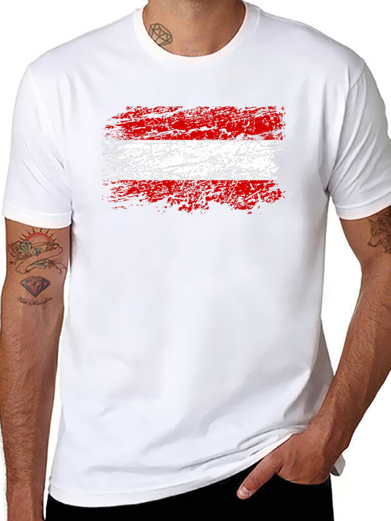 Austrian Flag Graphic T-Shirt - Grunge Style Austria Pride