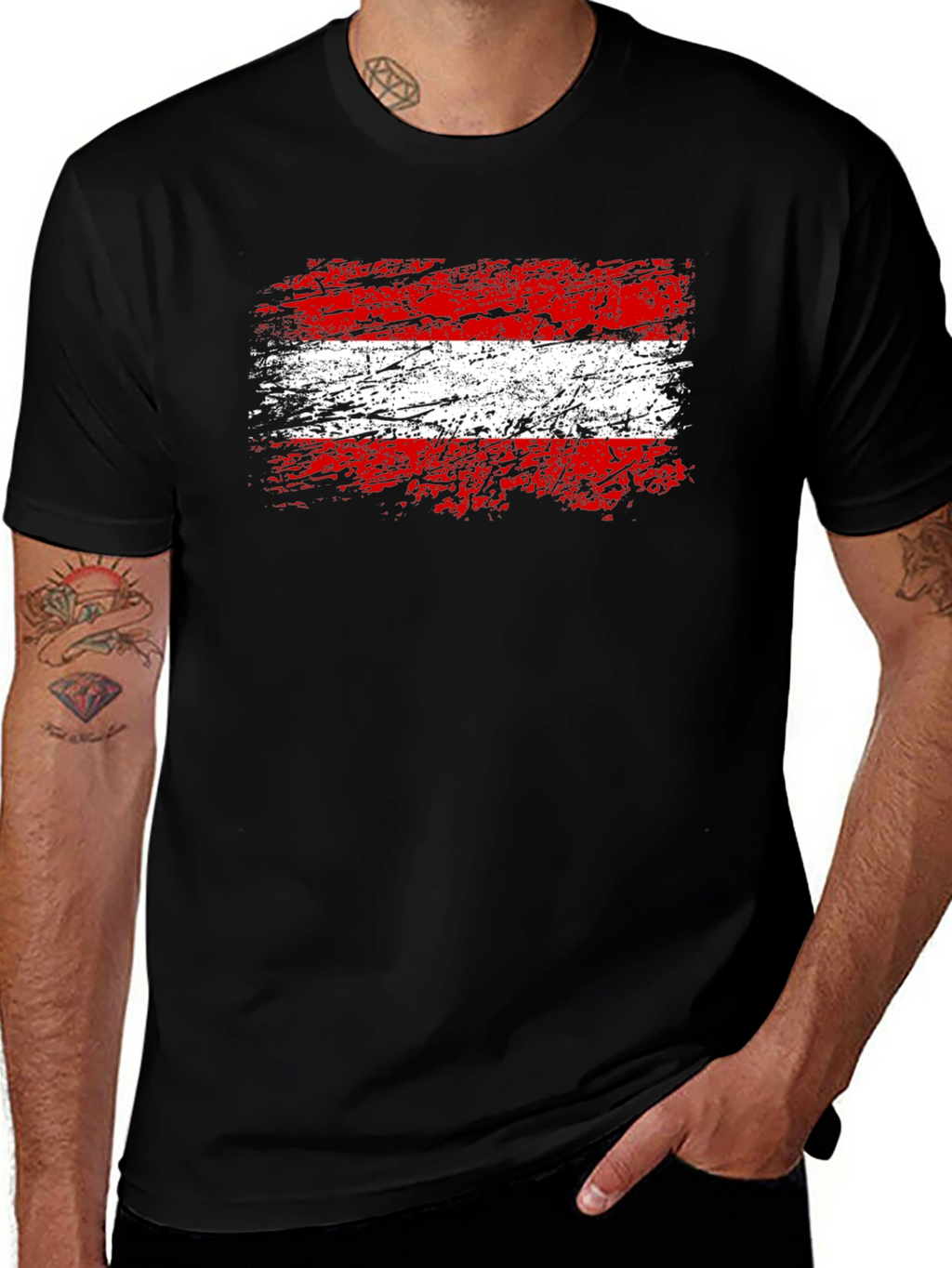 Austrian Flag Graphic T-Shirt - Grunge Style Austria Pride