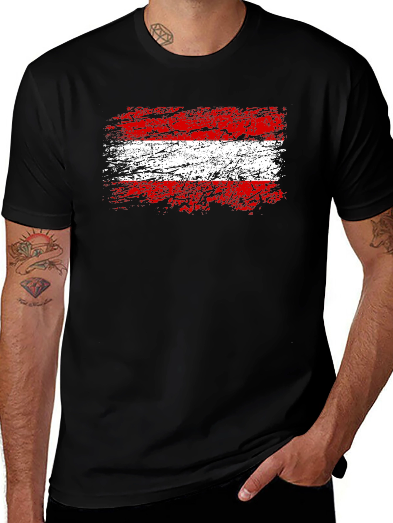 Austrian Flag Graphic T-Shirt - Grunge Style Austria Pride