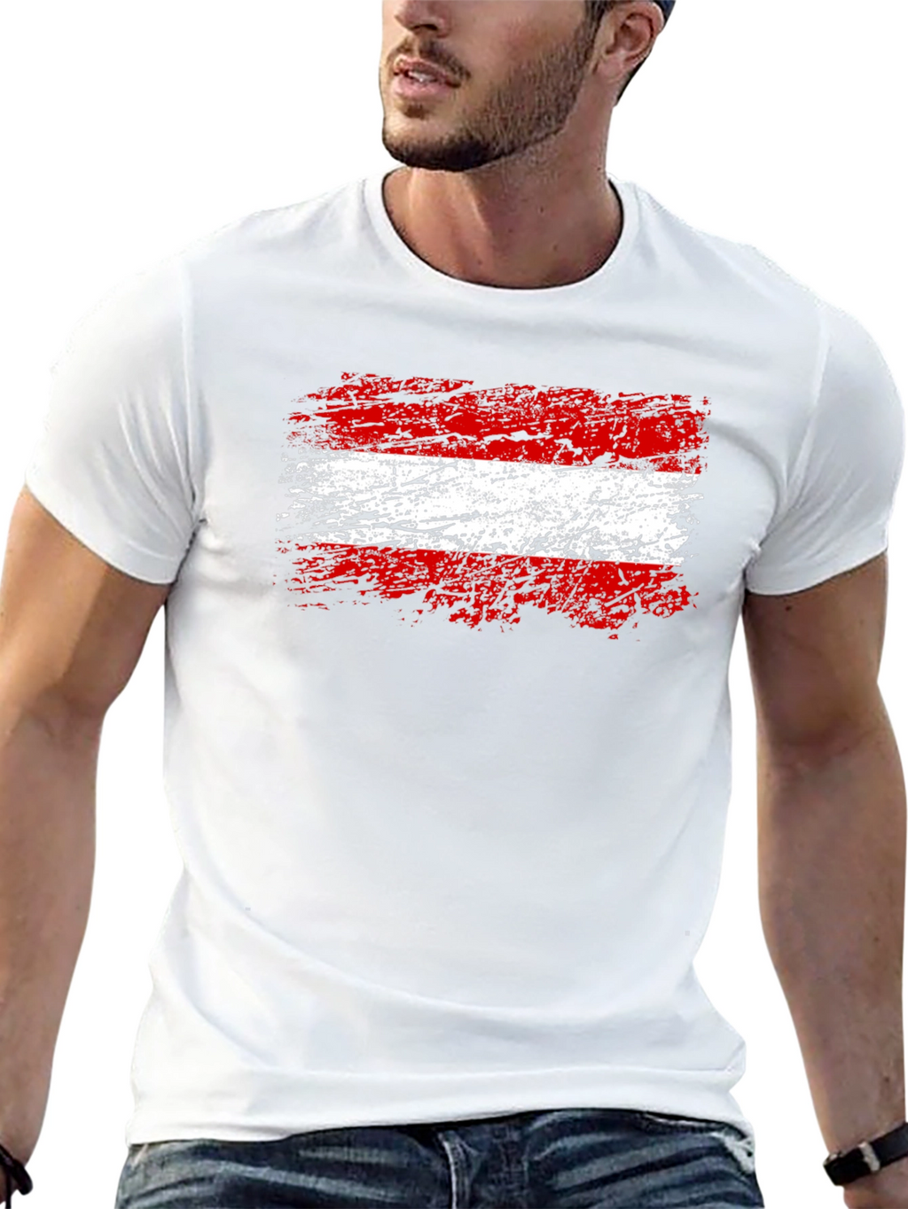 Austrian Flag Graphic T-Shirt - Grunge Style Austria Pride