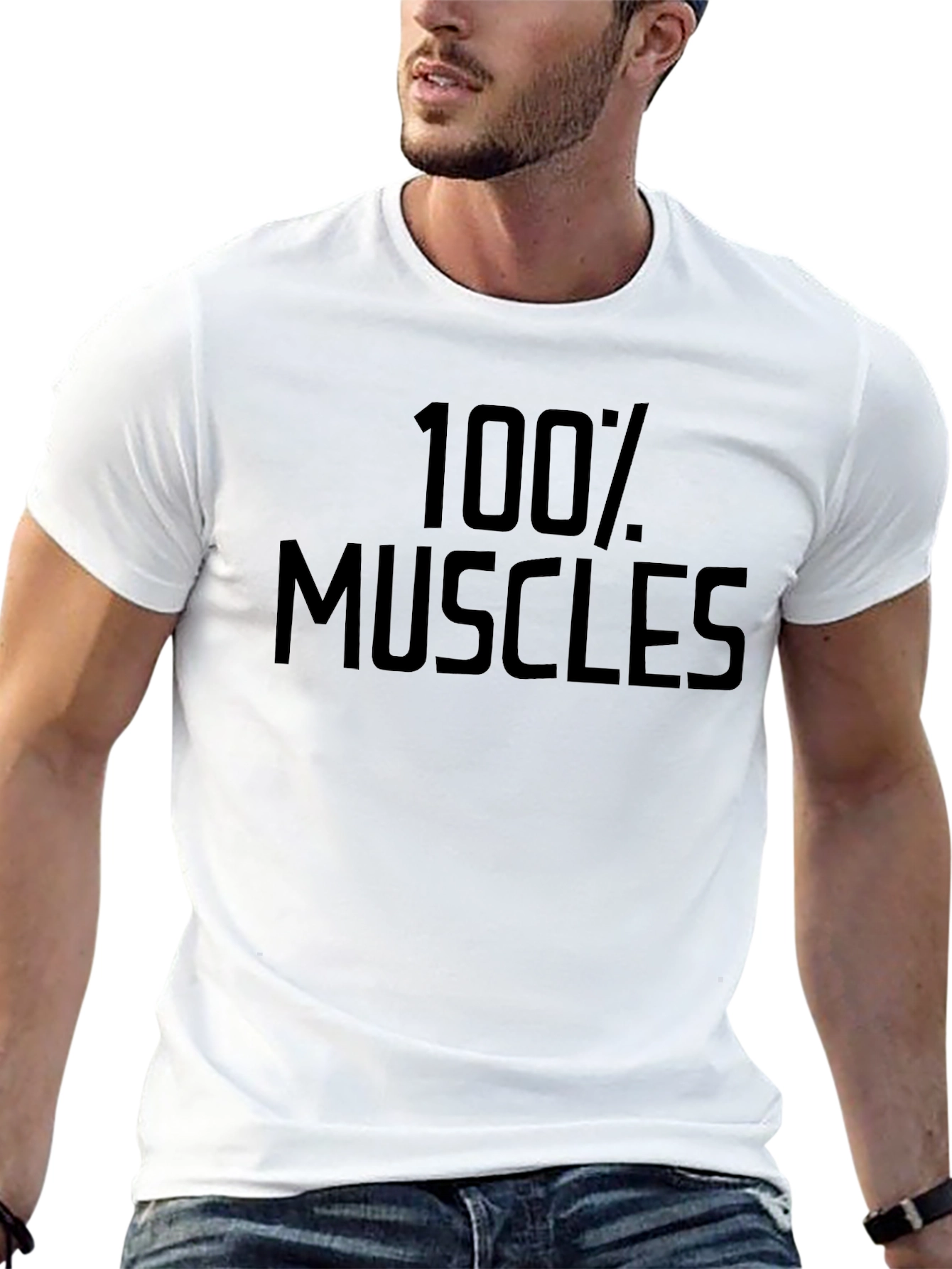 100% Muscles Graphic Tee - Black Gym Shirt