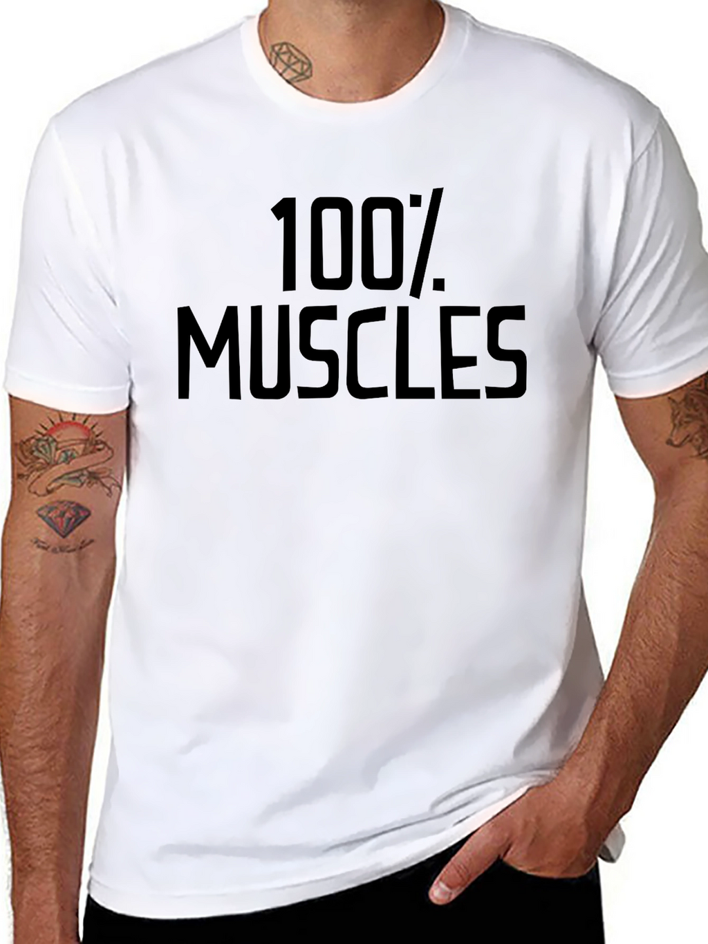 100% Muscles Graphic Tee - Black Gym Shirt