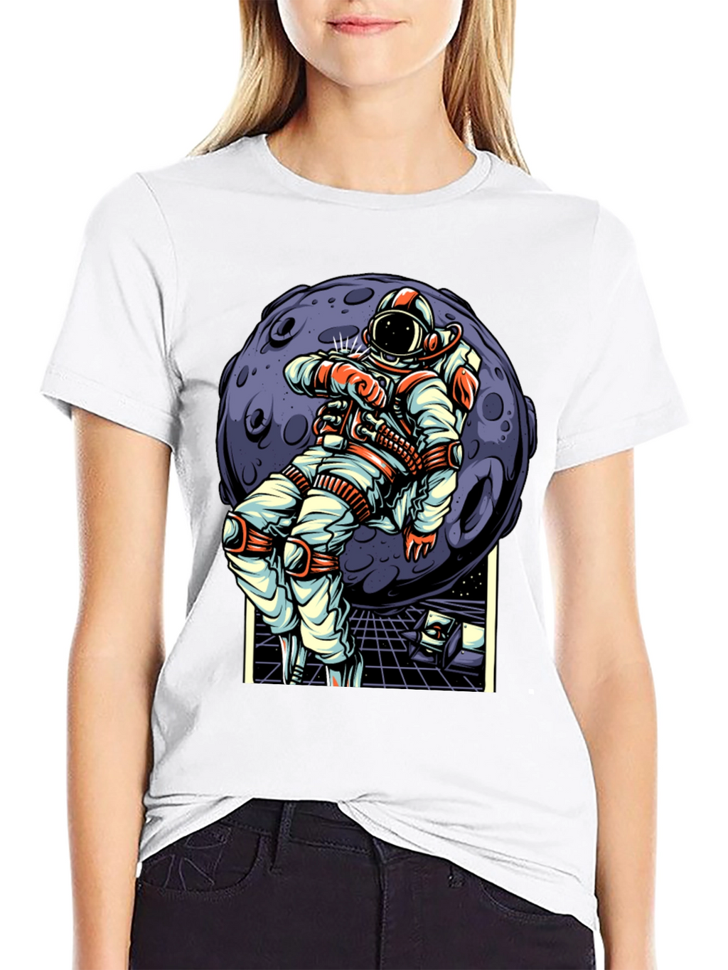 Astronaut Moon Graphic T-Shirt - Space Adventure Design