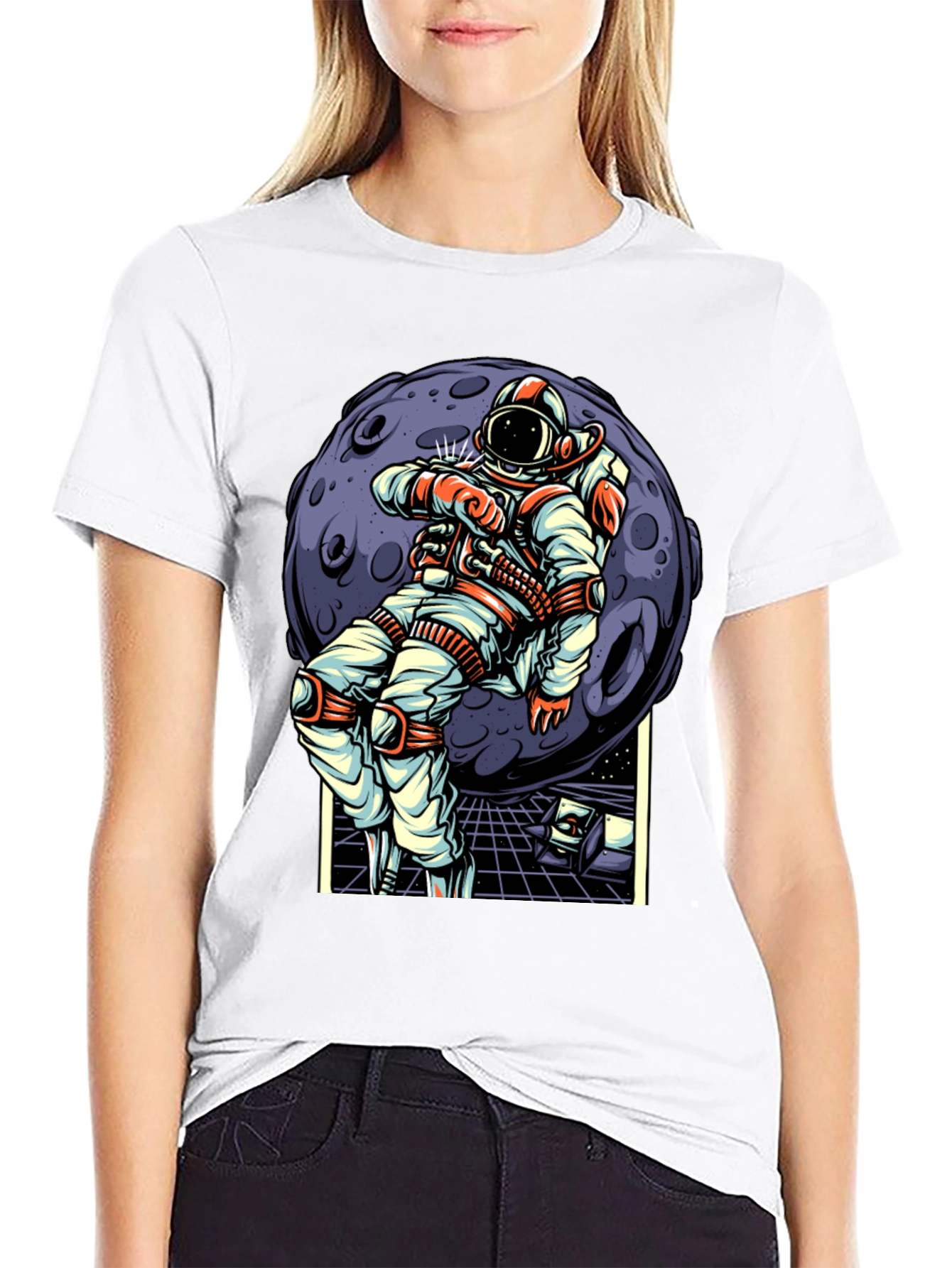 Astronaut Moon Graphic T-Shirt - Space Adventure Design
