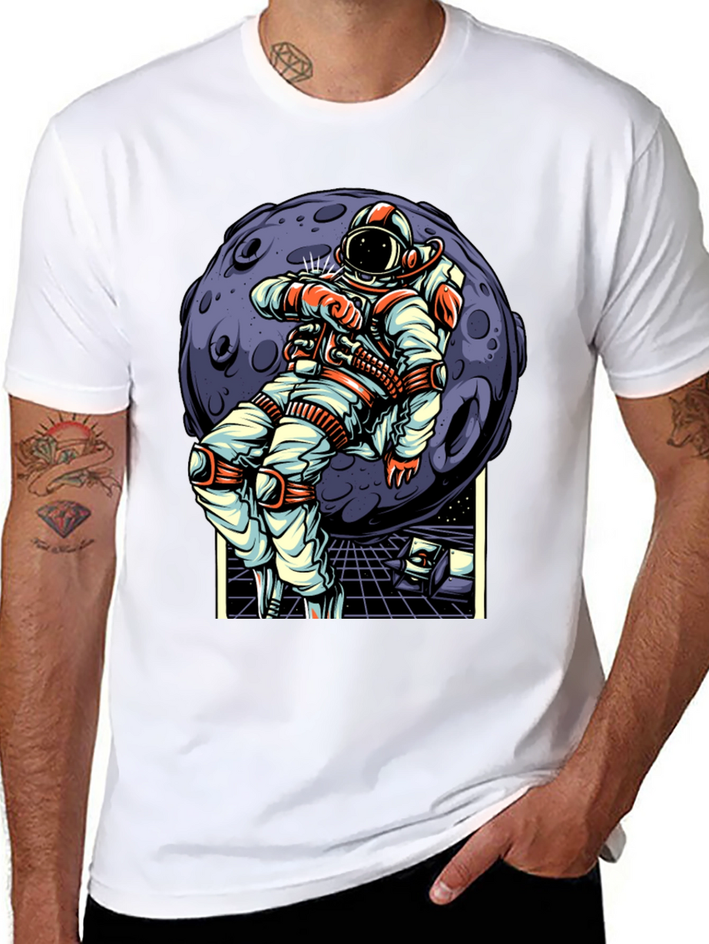 Astronaut Moon Graphic T-Shirt - Space Adventure Design