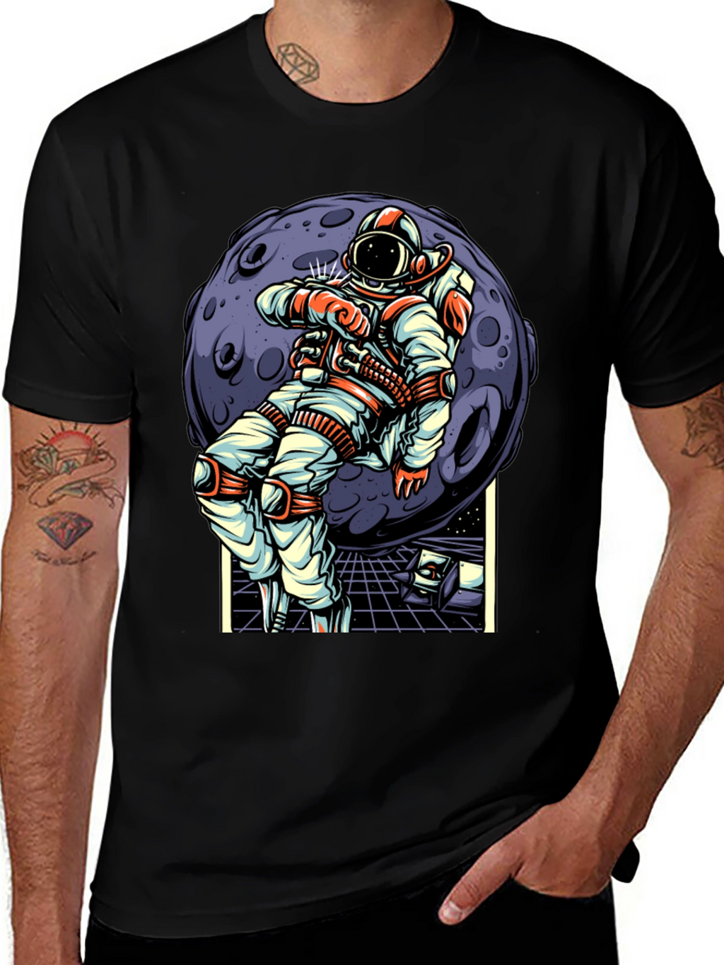 Astronaut Moon Graphic T-Shirt - Space Adventure Design