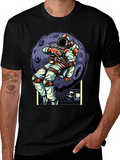 Astronaut Moon Graphic T-Shirt - Space Adventure Design