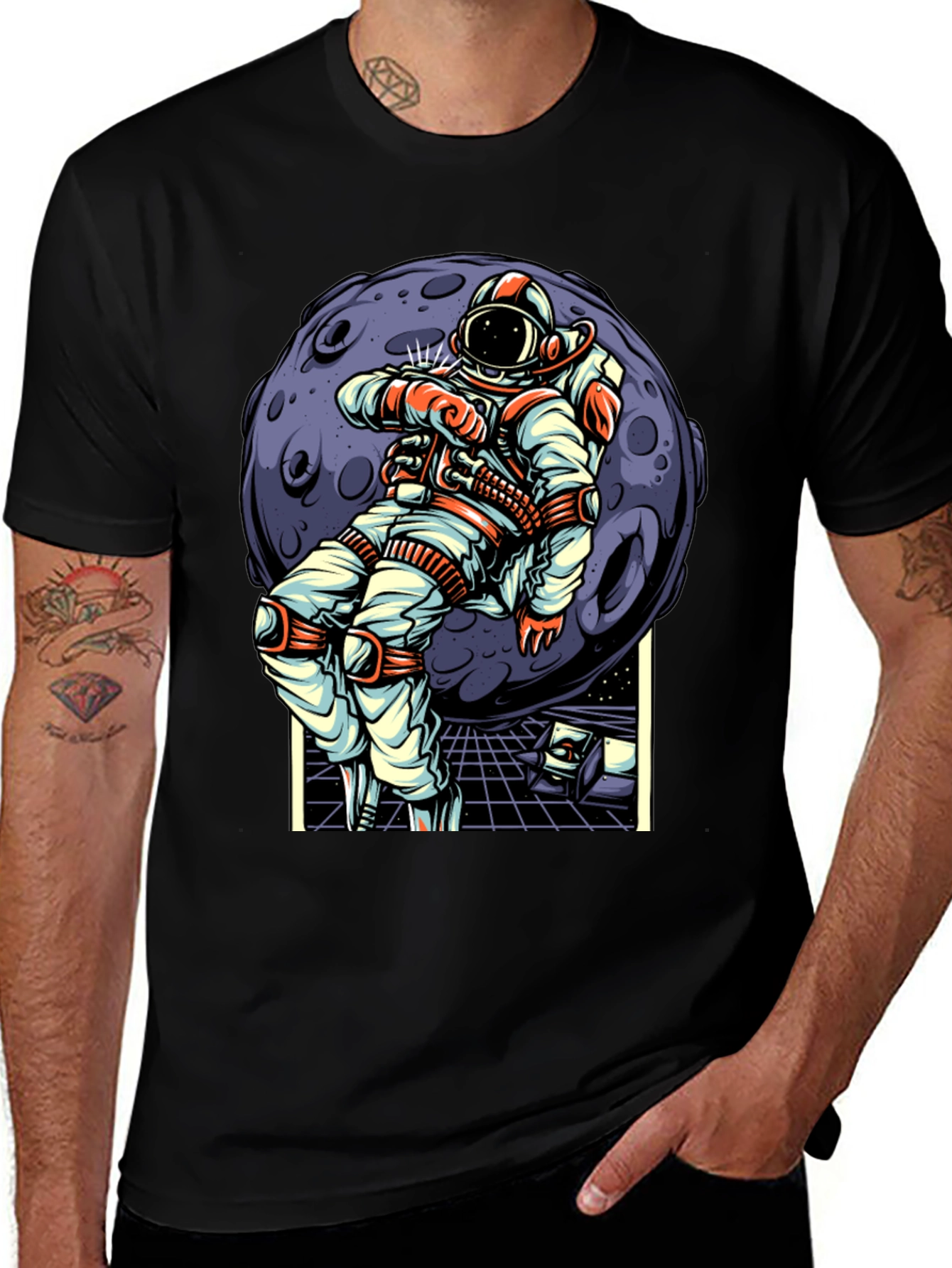 Astronaut Moon Graphic T-Shirt - Space Adventure Design