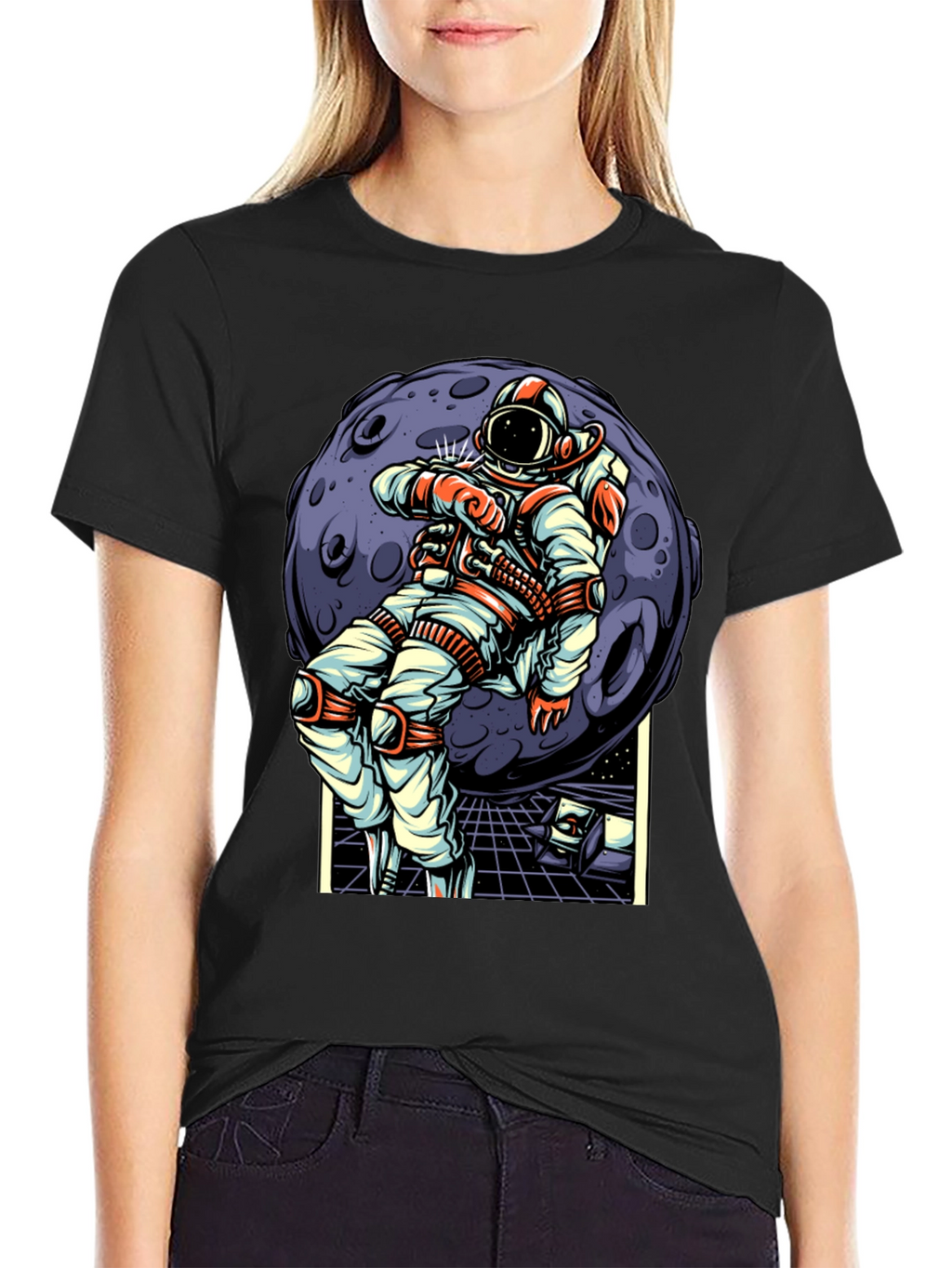 Astronaut Moon Graphic T-Shirt - Space Adventure Design