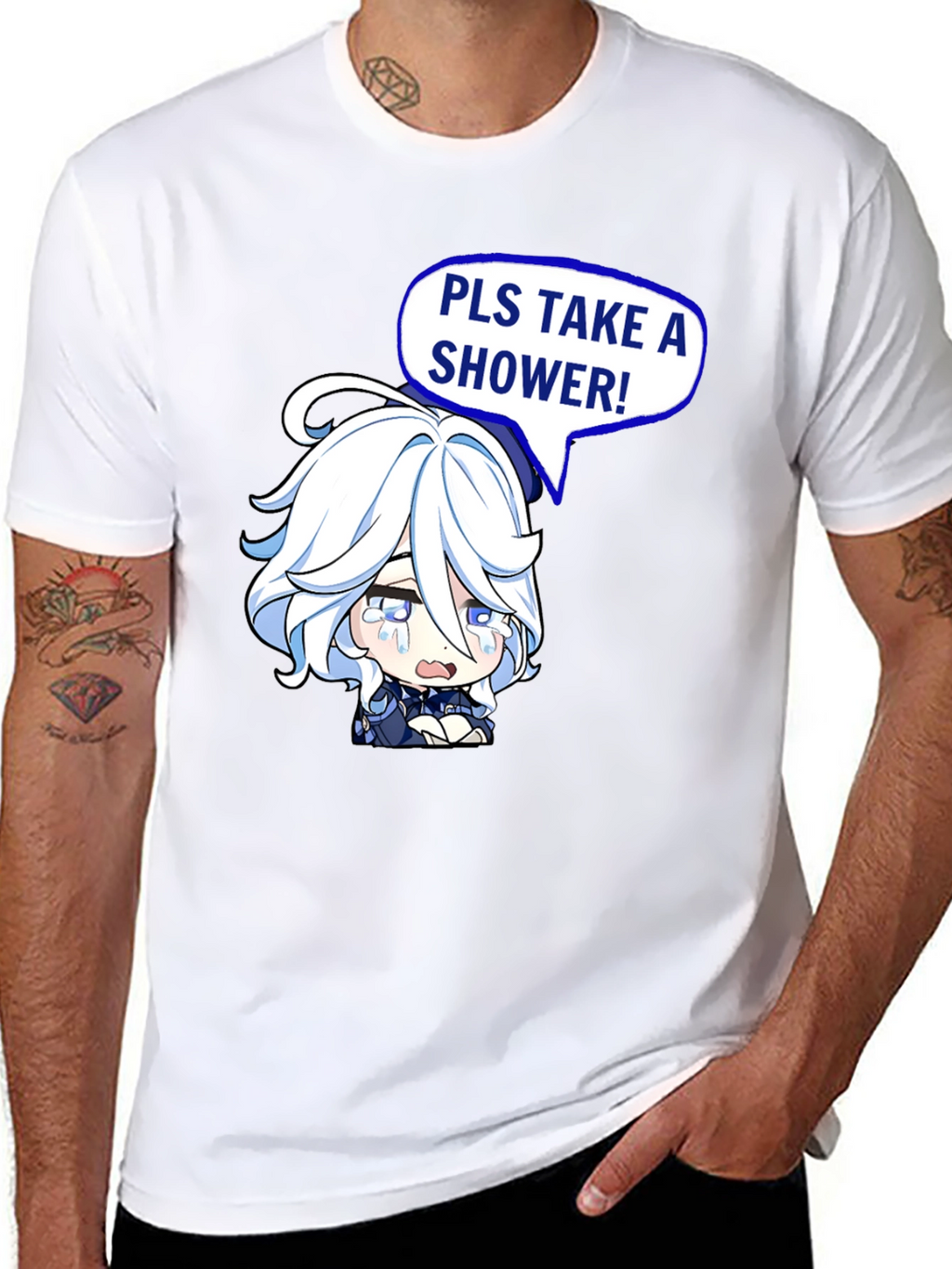 Funny Pls Take a Shower Anime T-Shirt