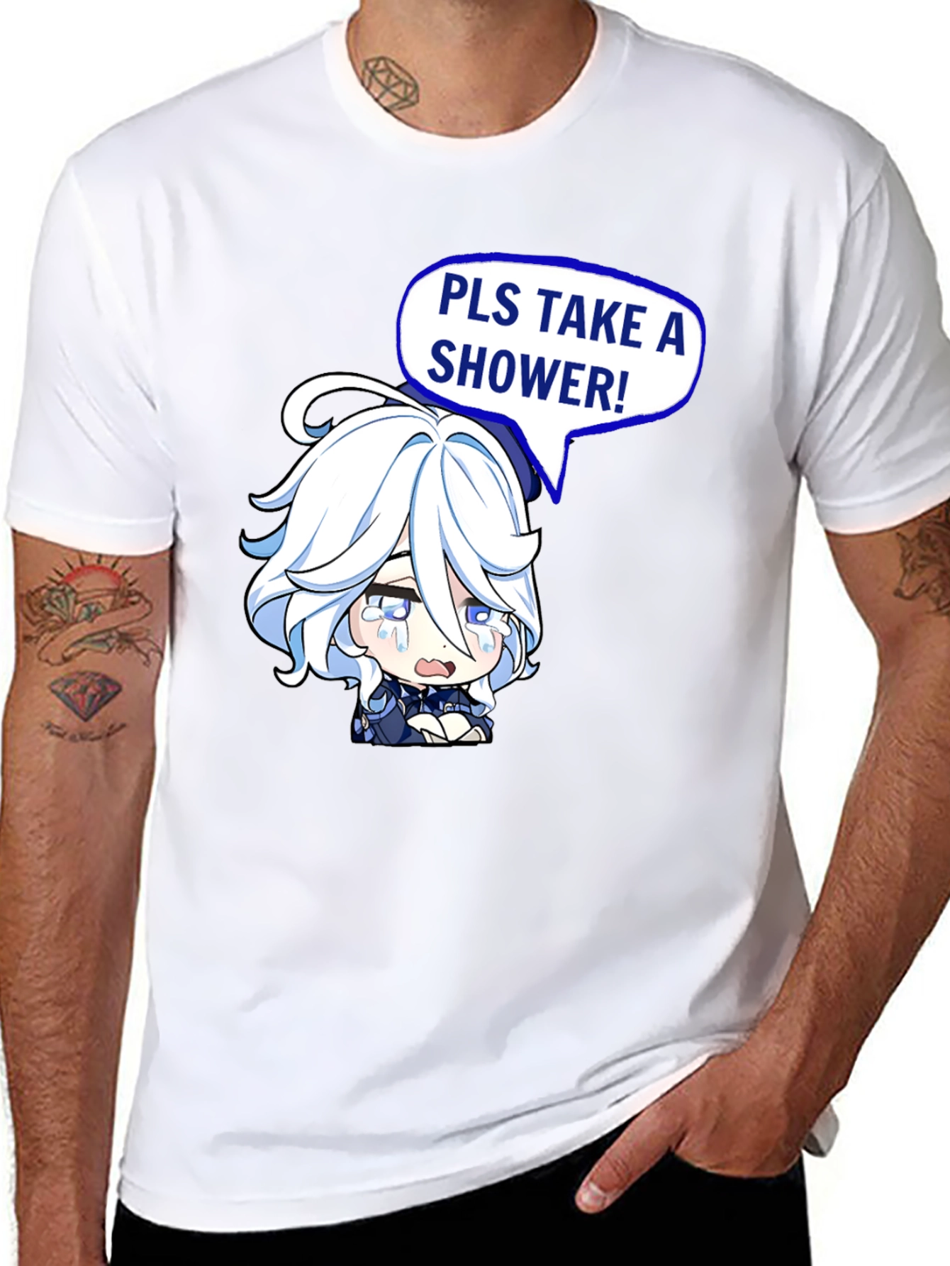 Funny Pls Take a Shower Anime T-Shirt