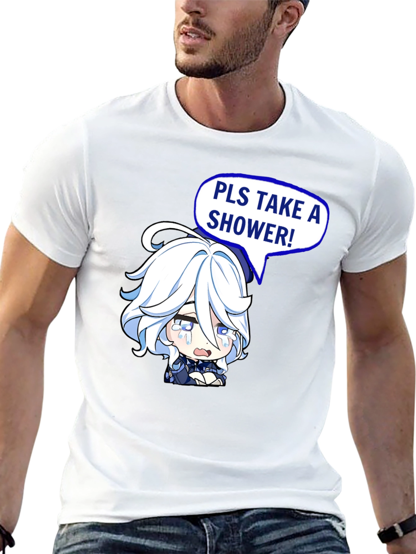 Funny Pls Take a Shower Anime T-Shirt