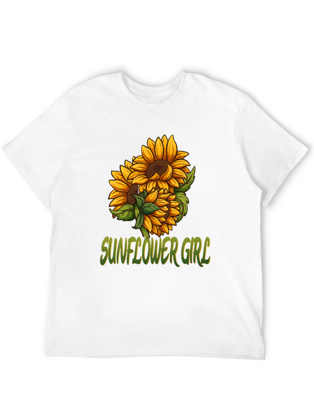 Sunflower Girl Graphic Tee - Black Cotton Casual T-Shirt