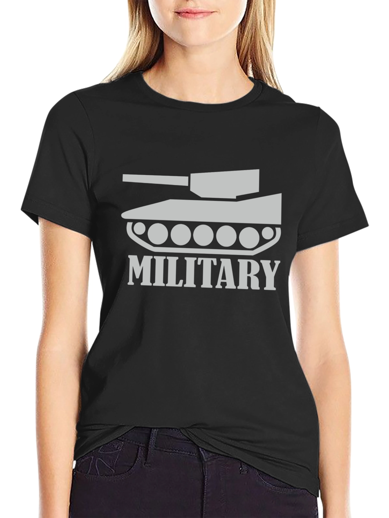 Military Tank Graphic Tee - Stylish Black T-Shirt