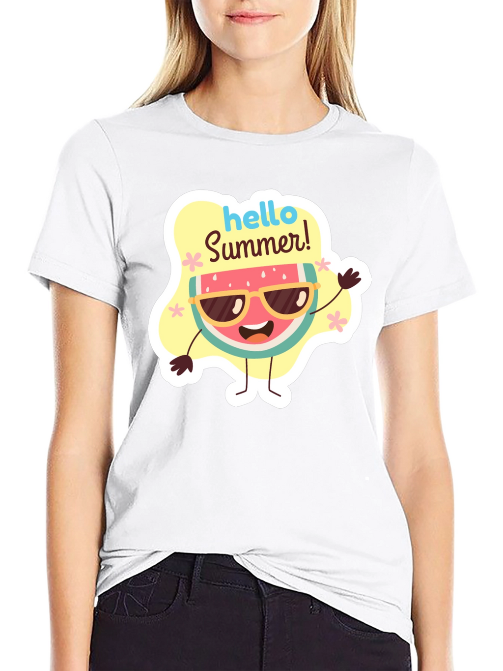 Hello Summer Watermelon Graphic T-Shirt
