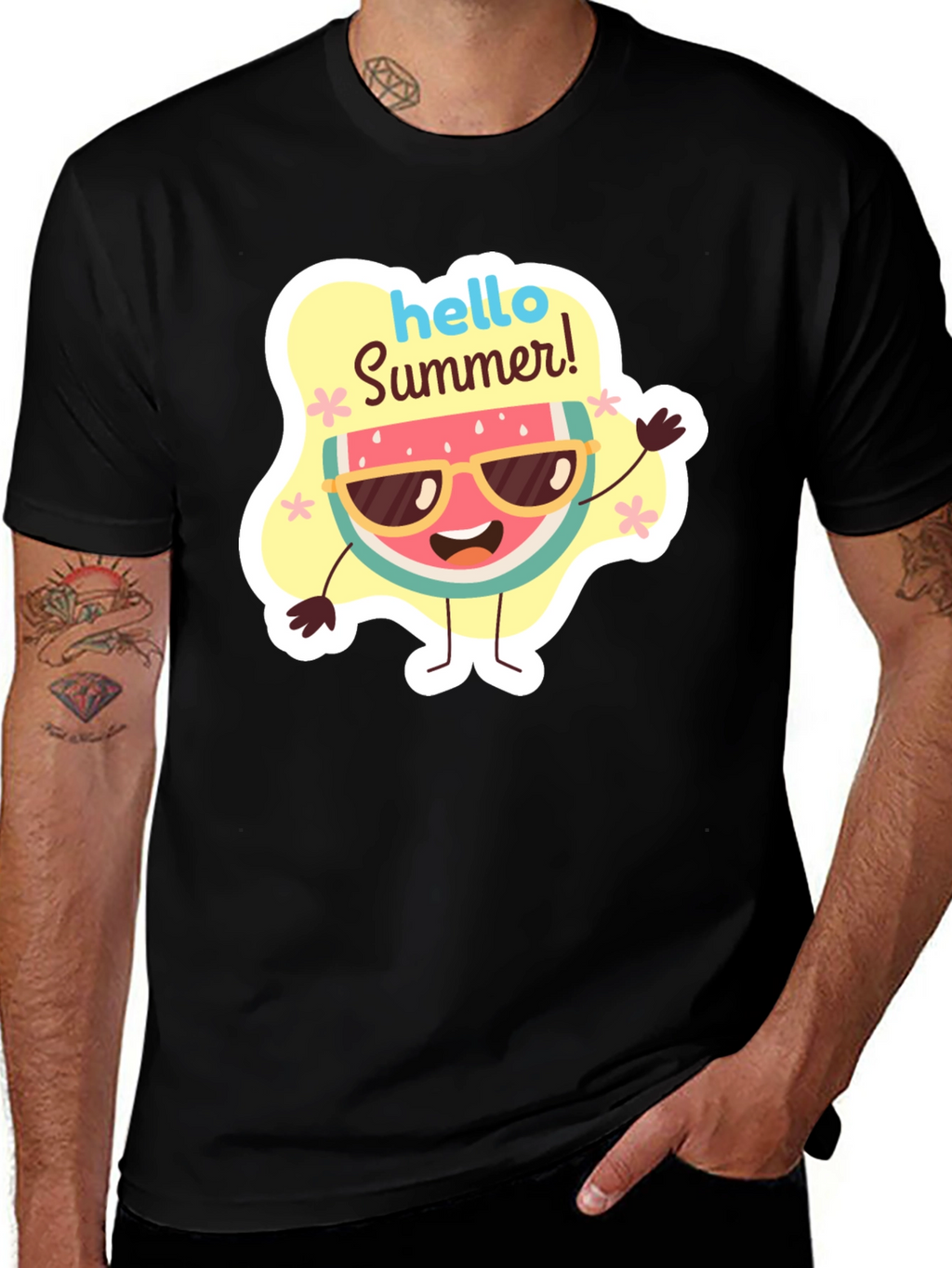 Hello Summer Watermelon Graphic T-Shirt
