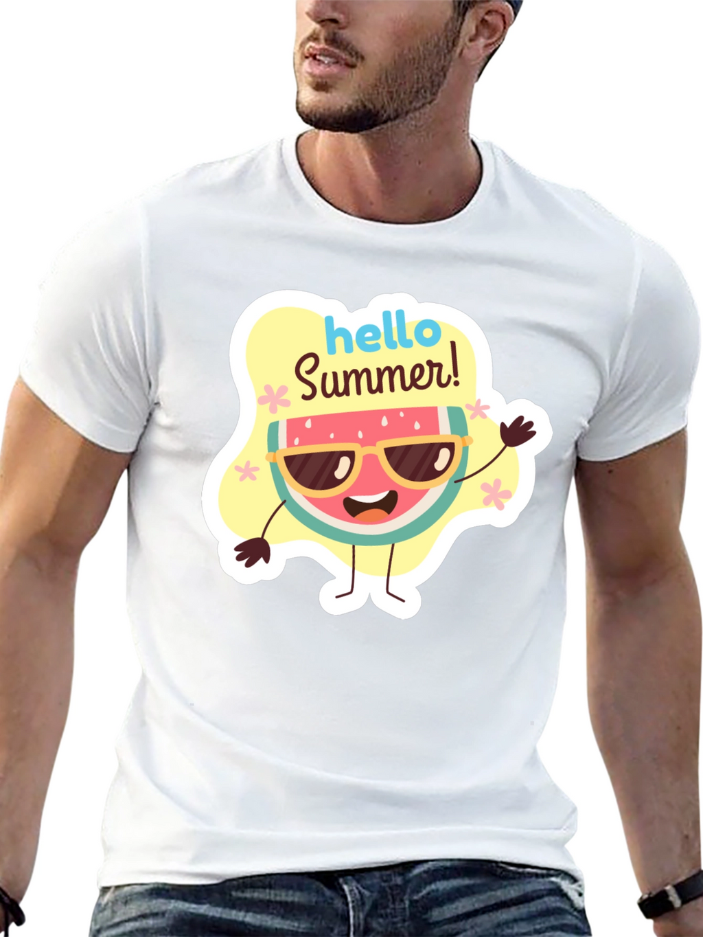 Hello Summer Watermelon Graphic T-Shirt