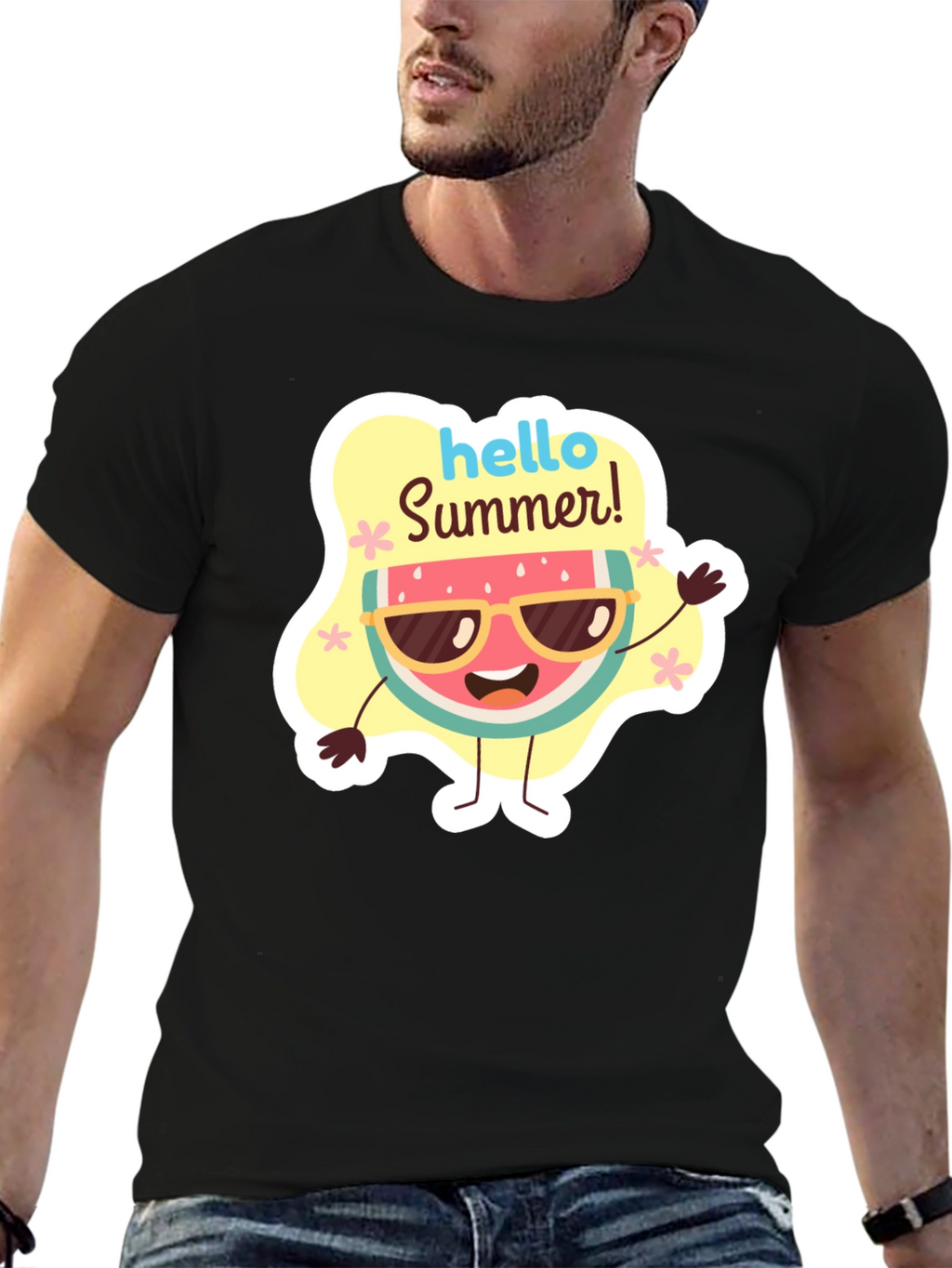 Hello Summer Watermelon Graphic T-Shirt