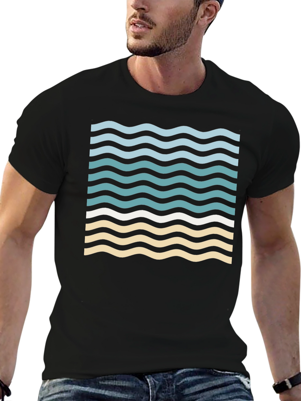 Wavy Graphic Tee - Beach Vibes Shirt