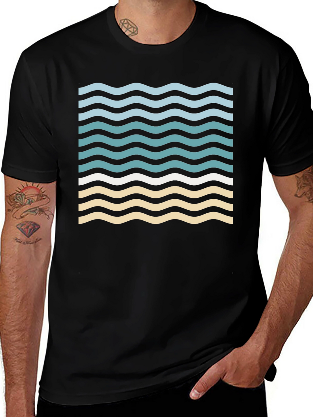 Wavy Graphic Tee - Beach Vibes Shirt