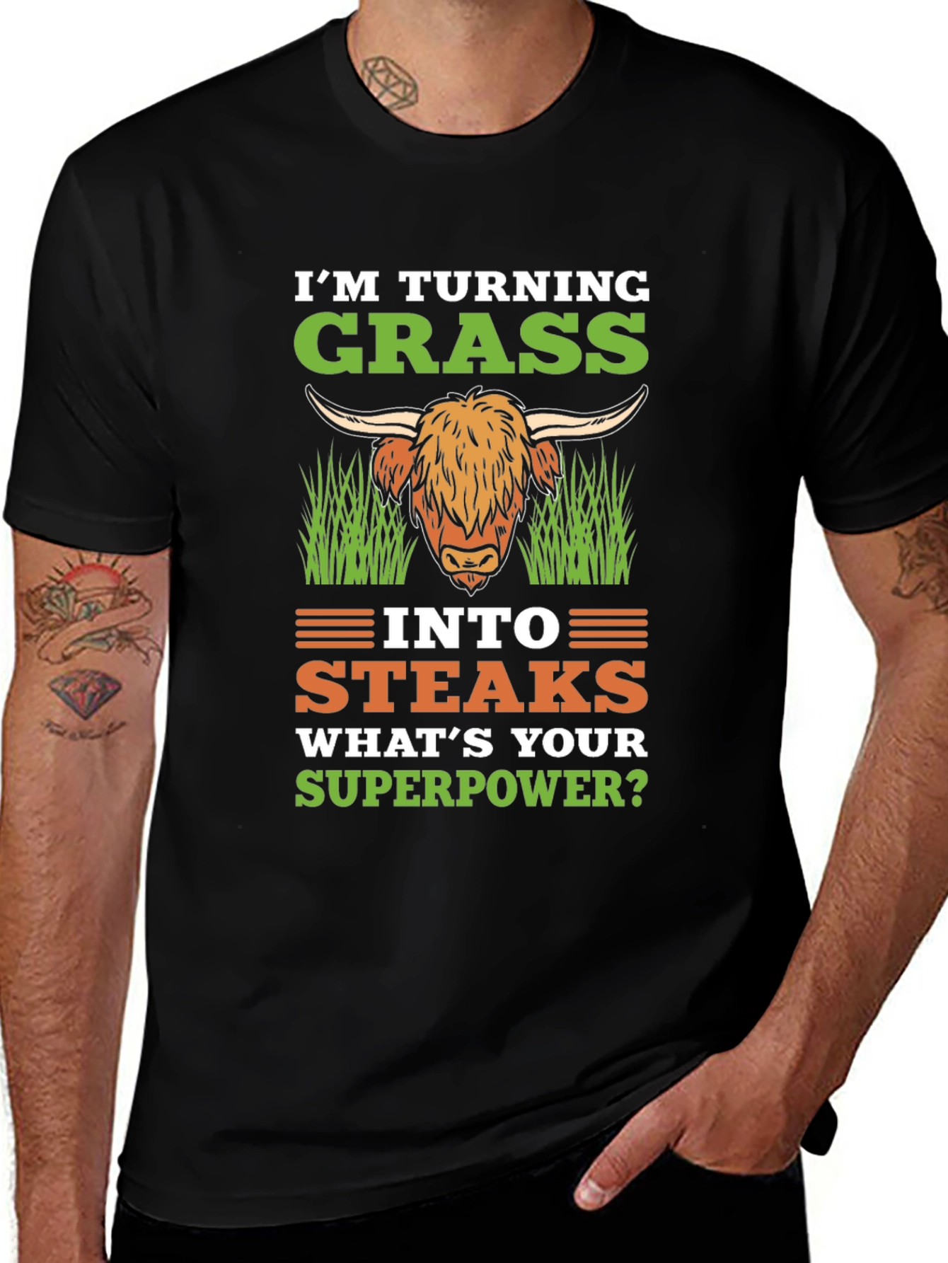 Grass to Steaks T-Shirt - Funny Superpower Tee